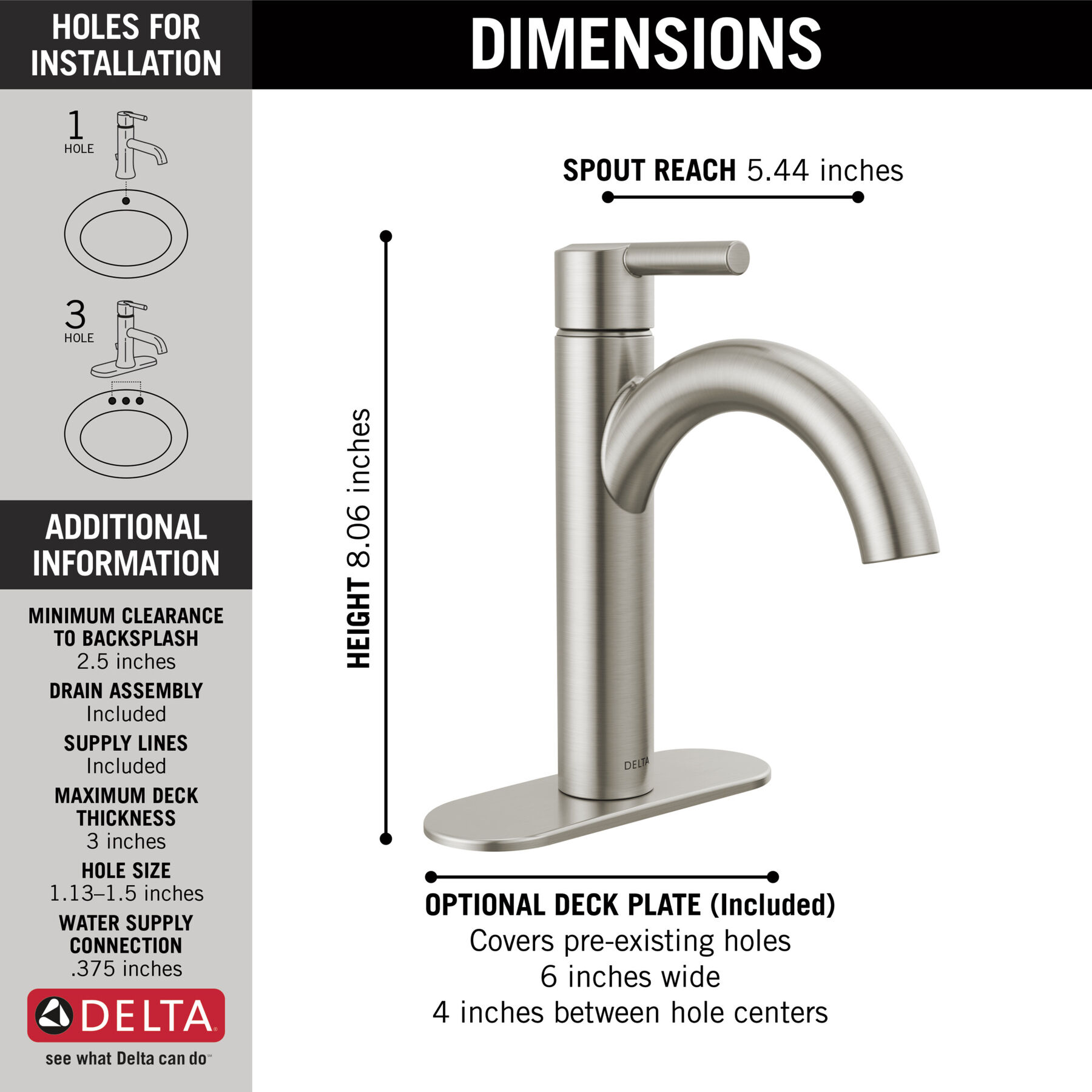 Single-Hole Bathroom Faucet (Recertified)