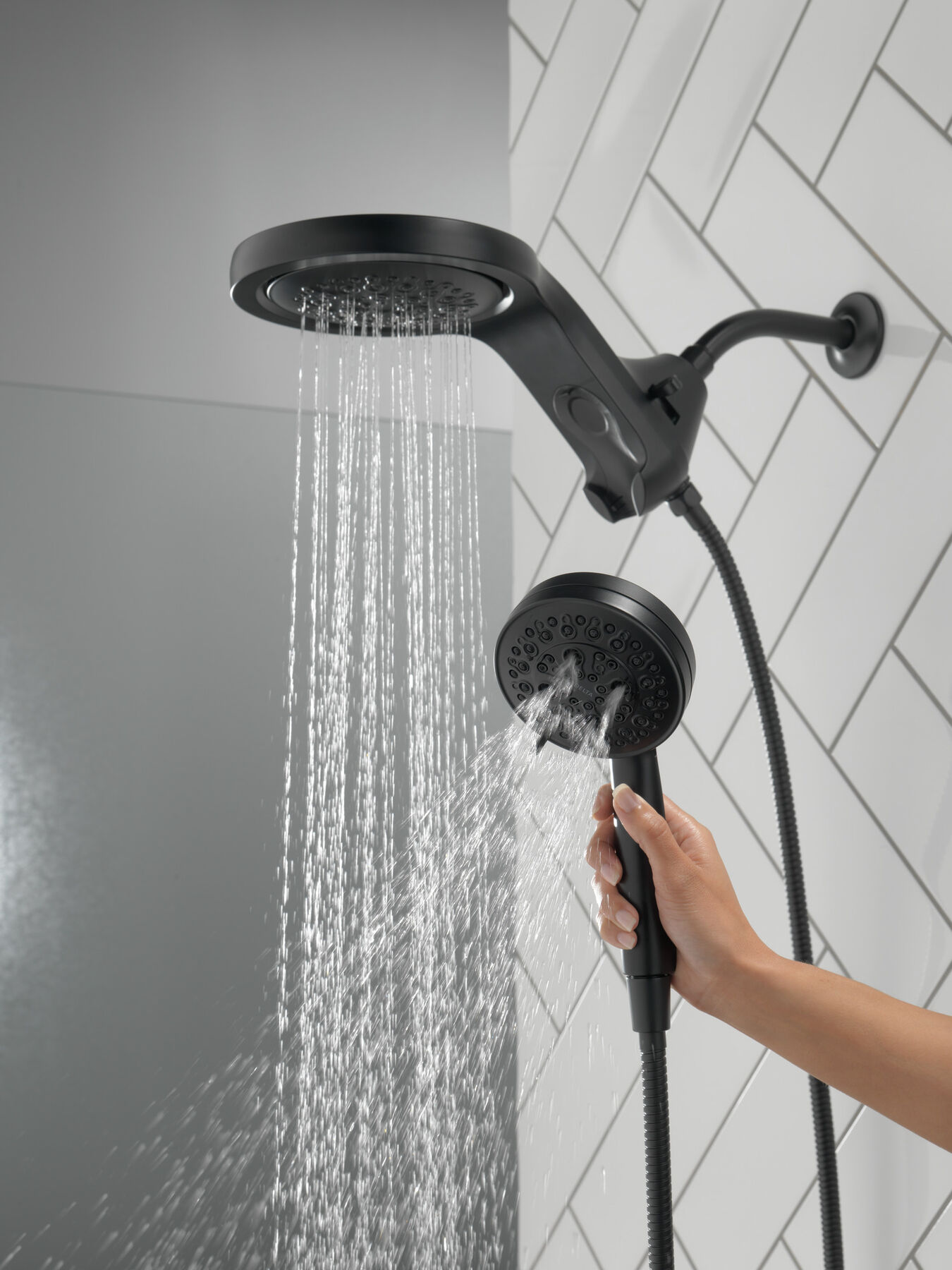 HydroRain&reg; H<sub>2</sub>Okinetic&reg; 5-Setting Two-in-One Shower Head