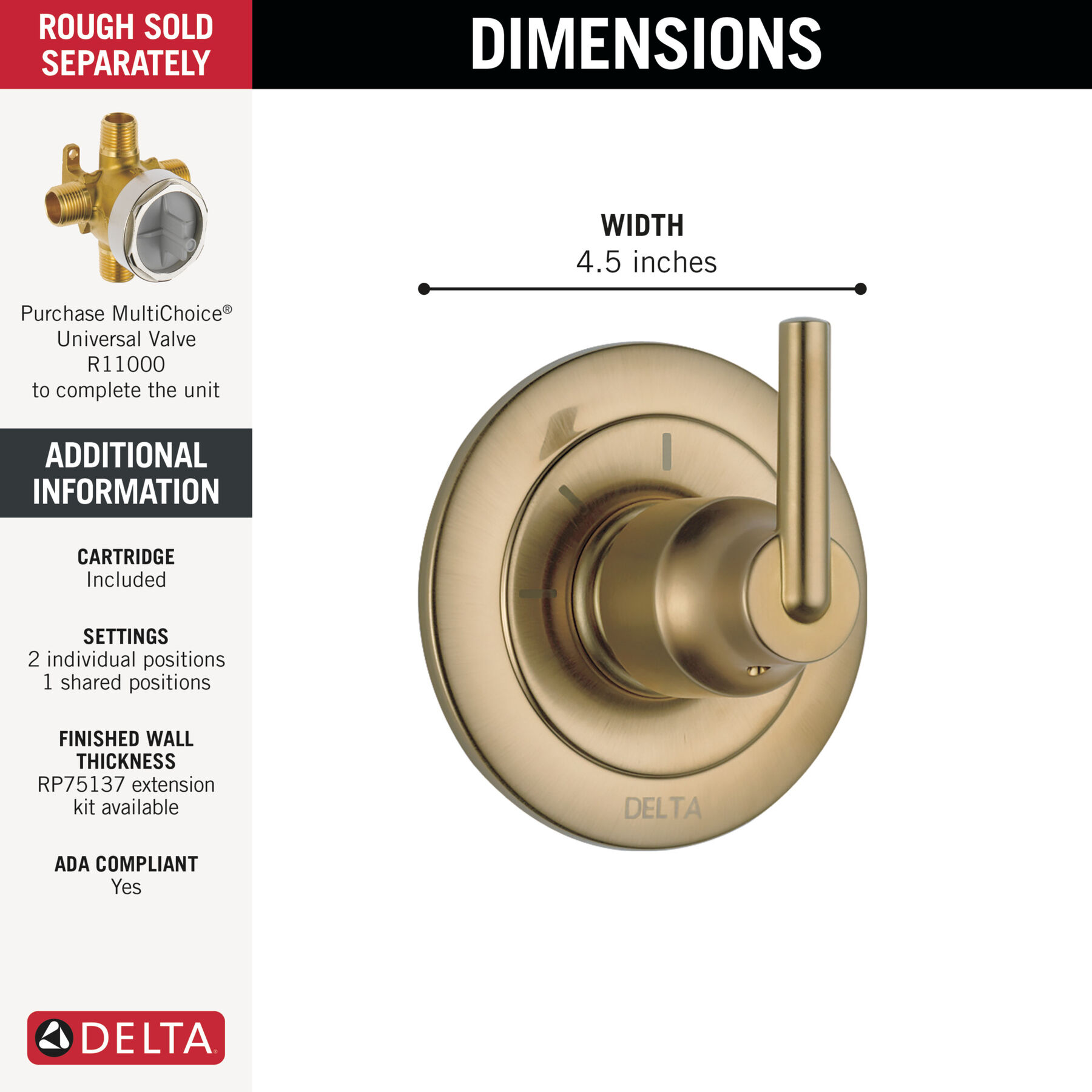 3-Setting 2-Port Diverter Trim