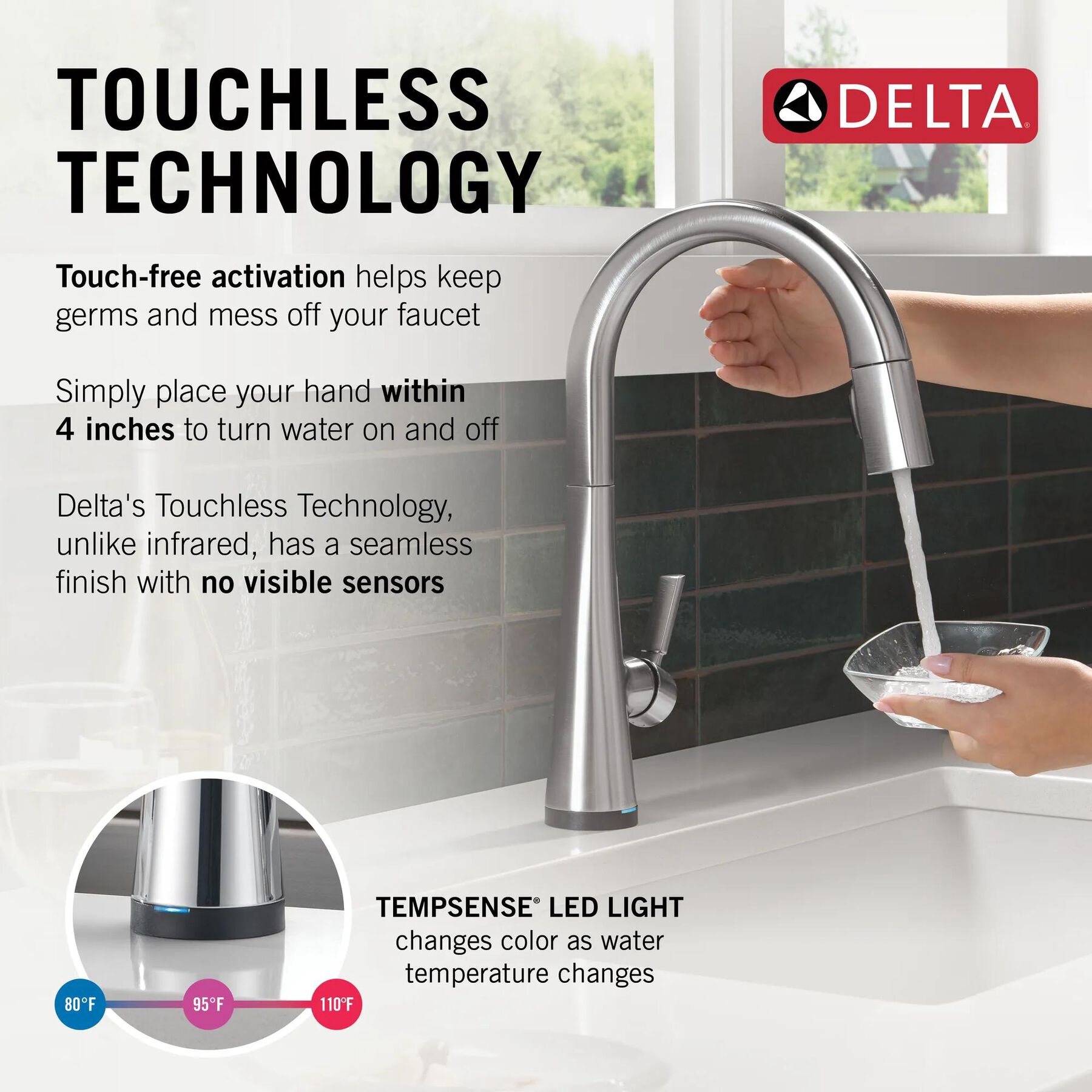 Touch<sub>2</sub>O&reg; Technology Kitchen Faucet with Touchless Technology