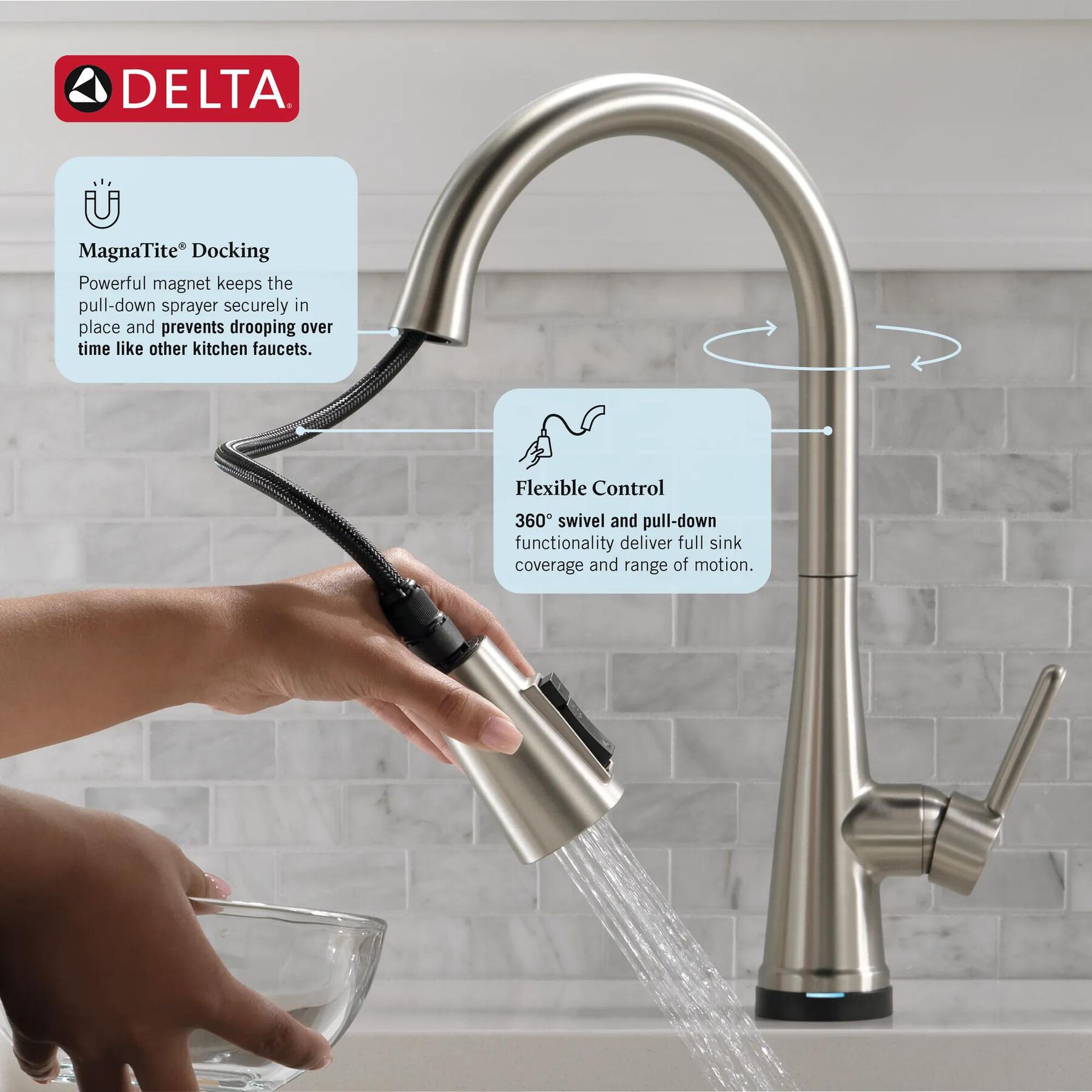 Single Handle Pull-Down Kitchen Faucet with Soap Dispenser and Touch<sub>2</sub>O&reg; Technology