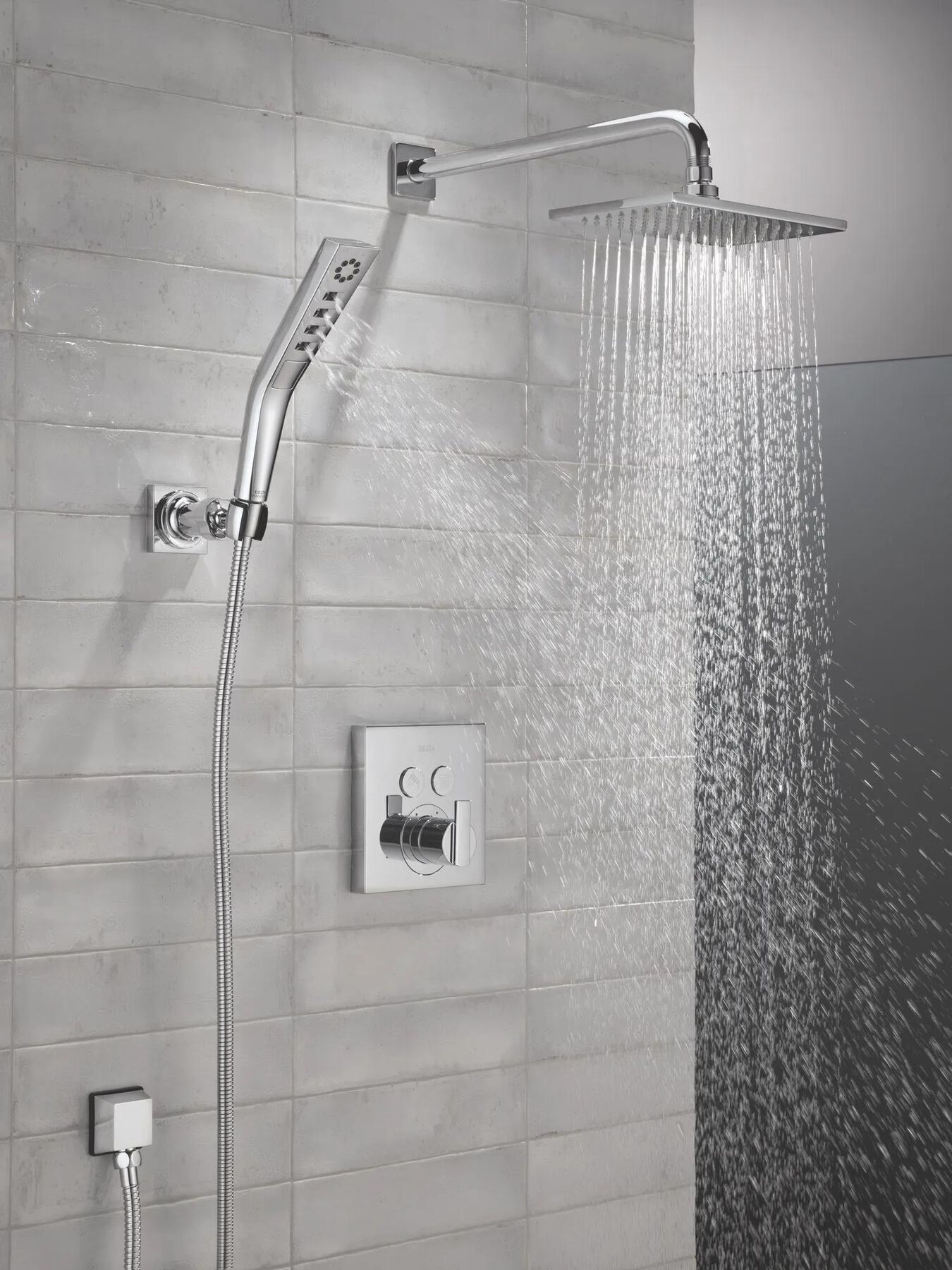 Angular Modern Push-Button Shower