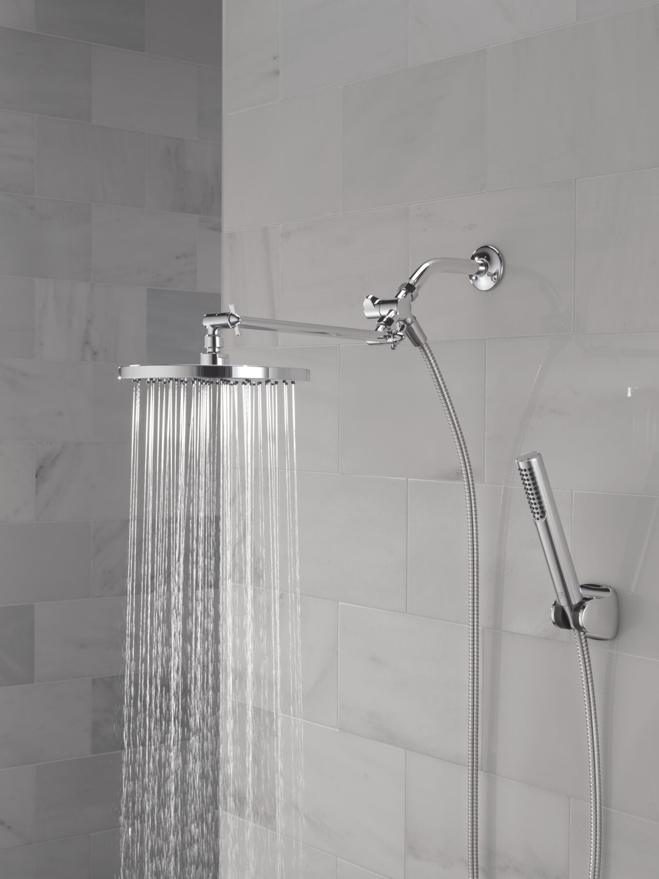 Adjustable Raincan Shower Head with Hand Shower