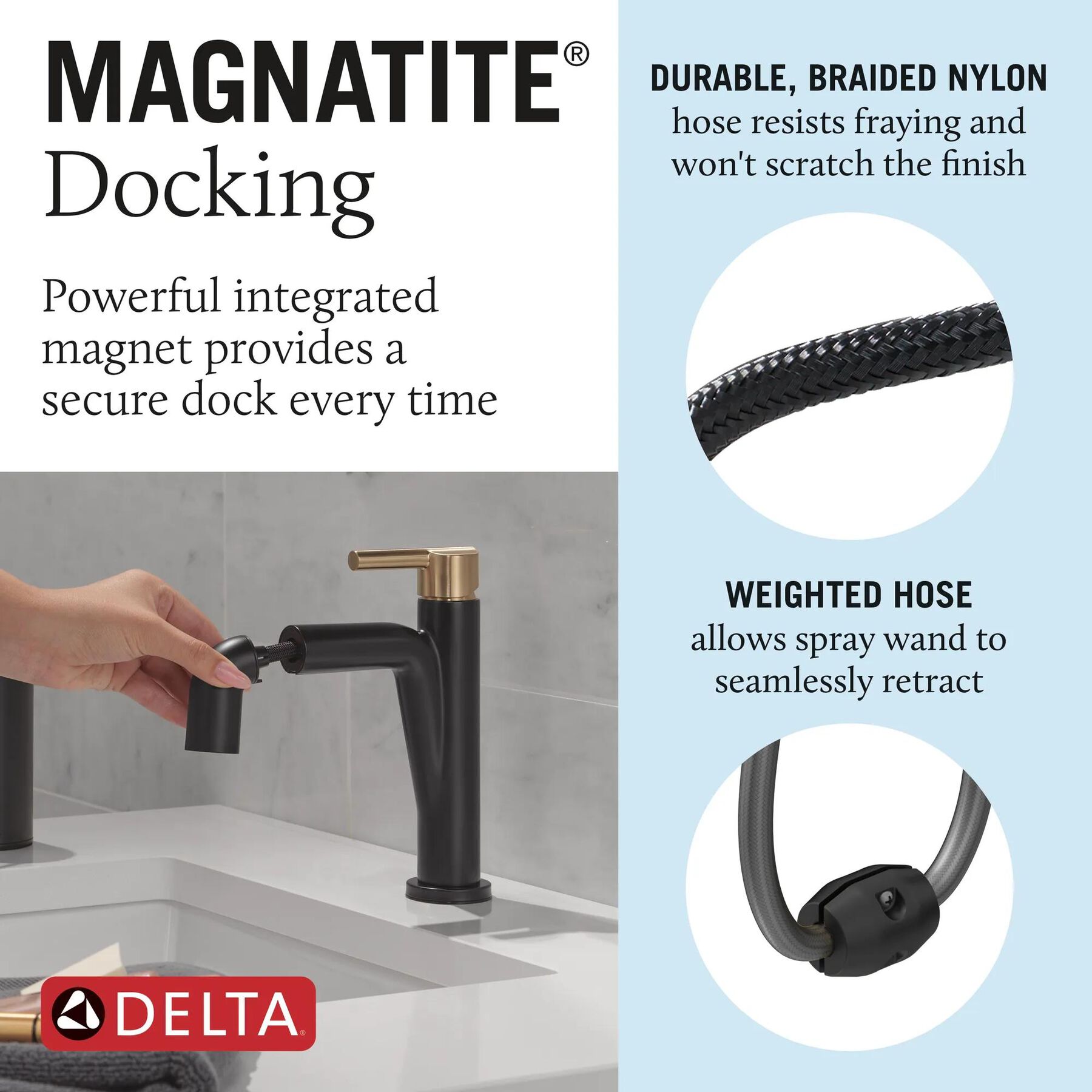 Single Handle Pull-Down Bathroom Faucet