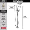 Contemporary Single Handle Floor Mount Tub Filler with Hand Shower