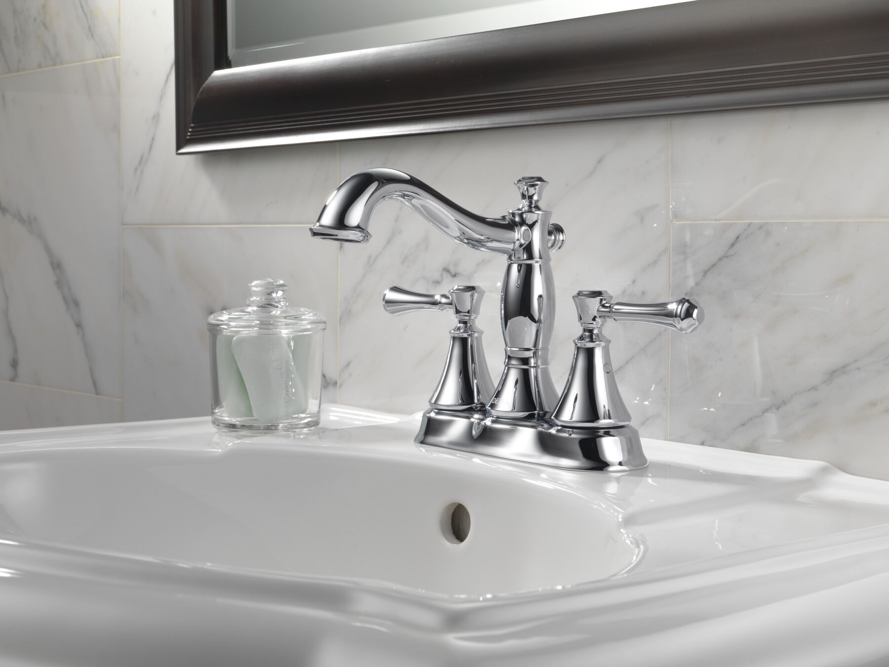 Two Handle Centerset Bathroom Faucet - Metal Pop-Up (Recertified)