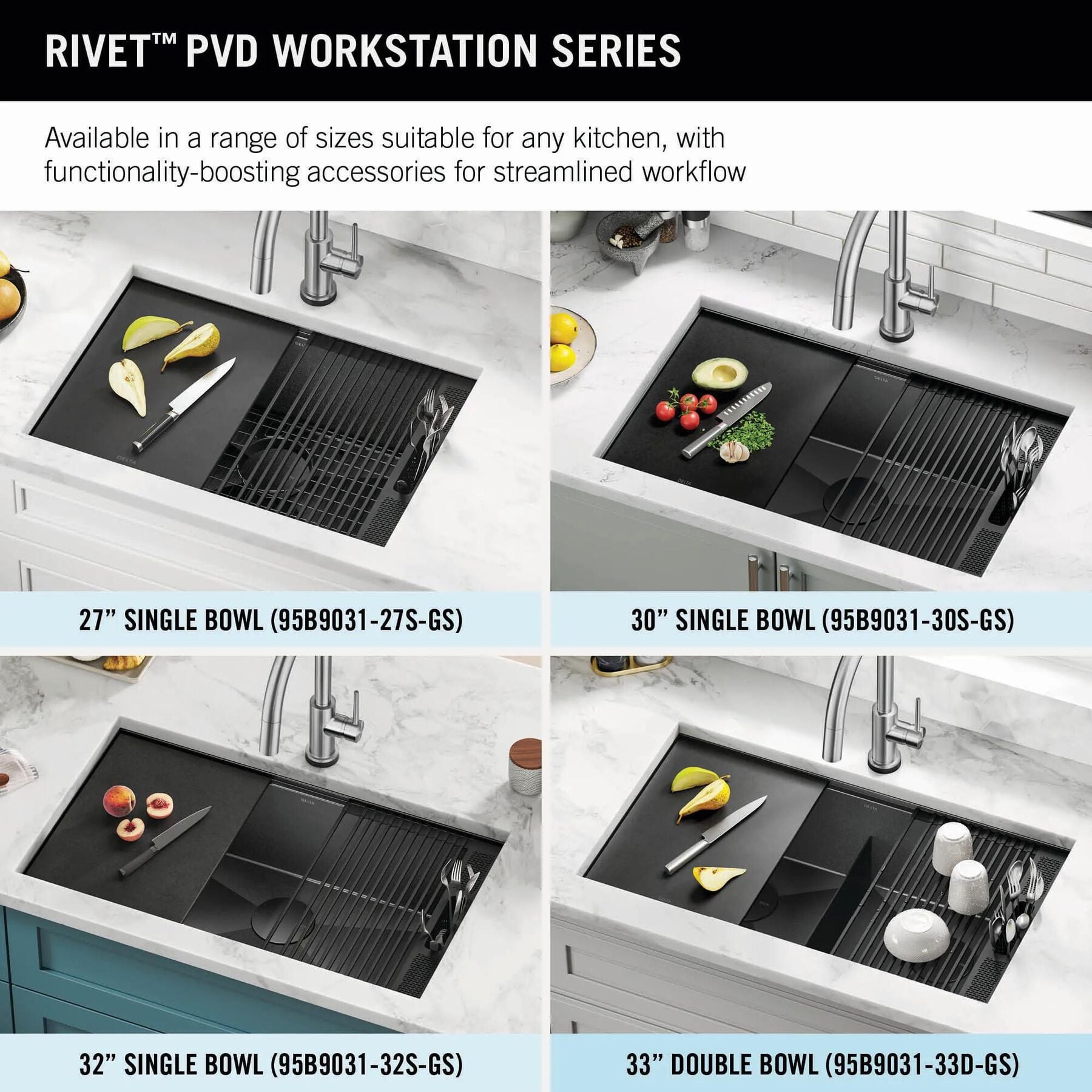 27&rdquo; Undermount 16 Gauge Workstation Kitchen Sink Single Bowl with WorkFlow&trade; Ledge and Accessories