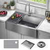 33&rdquo; Retrofit Farmhouse Apron Front 16 Gauge Stainless Steel Single Bowl Kitchen Sink for Undermount / Drop-In Installation with Accessories