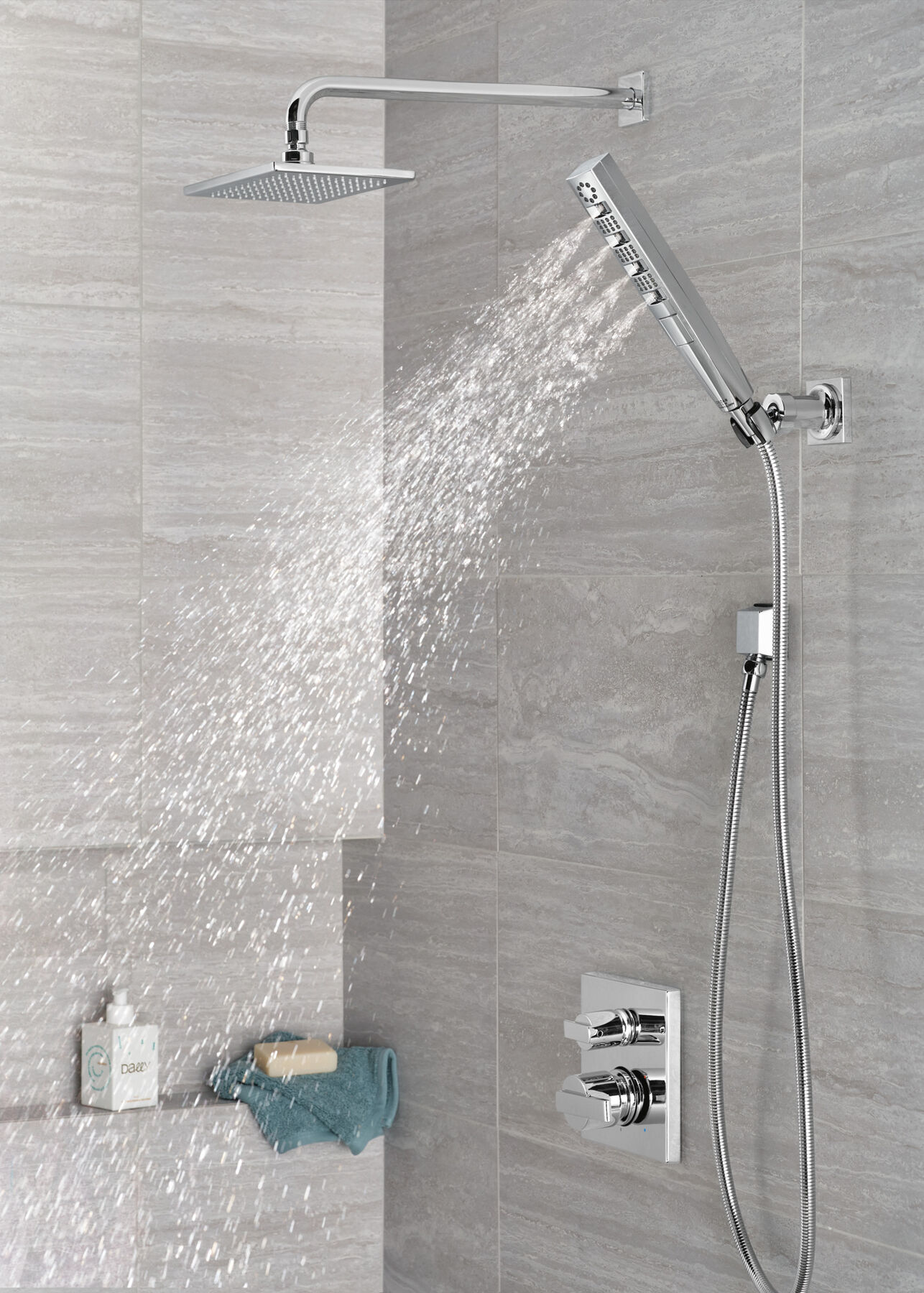 H<sub>2</sub>Okinetic&reg; 4-Setting Wall Mount Hand Shower
