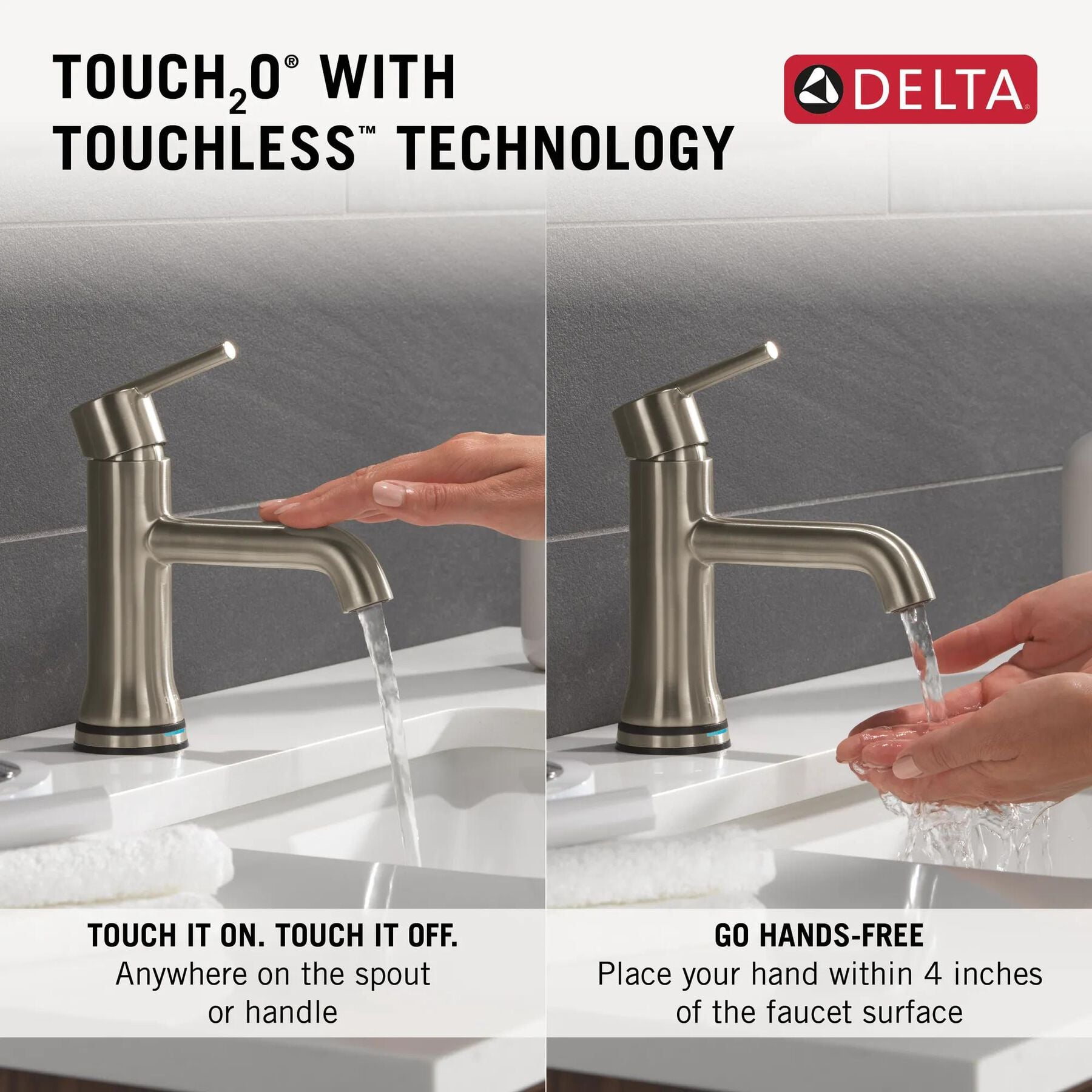 Touch2O Bathroom Faucet with Touchless Technology