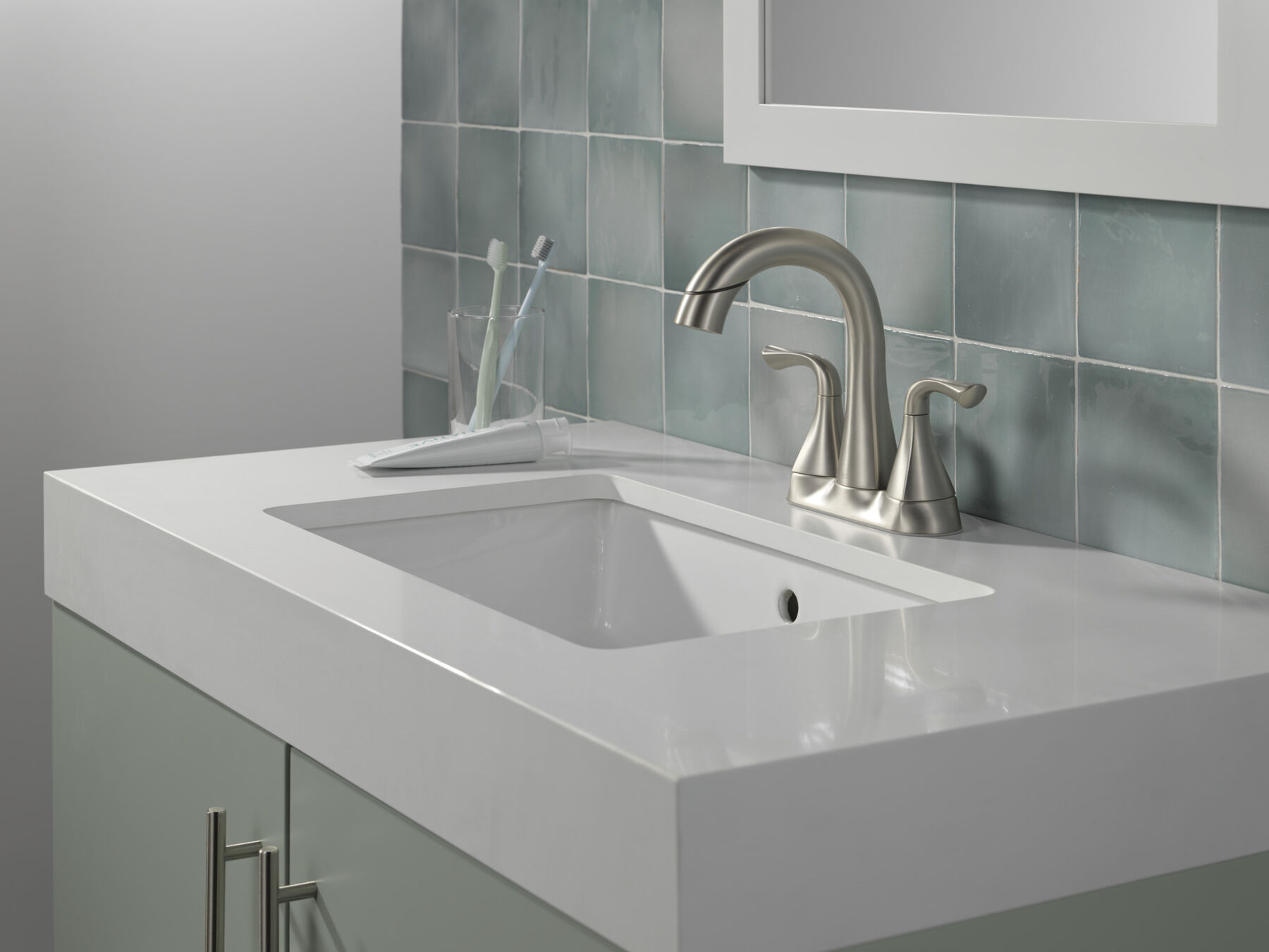 Two Handle Centerset Pull-Down Bathroom Faucet