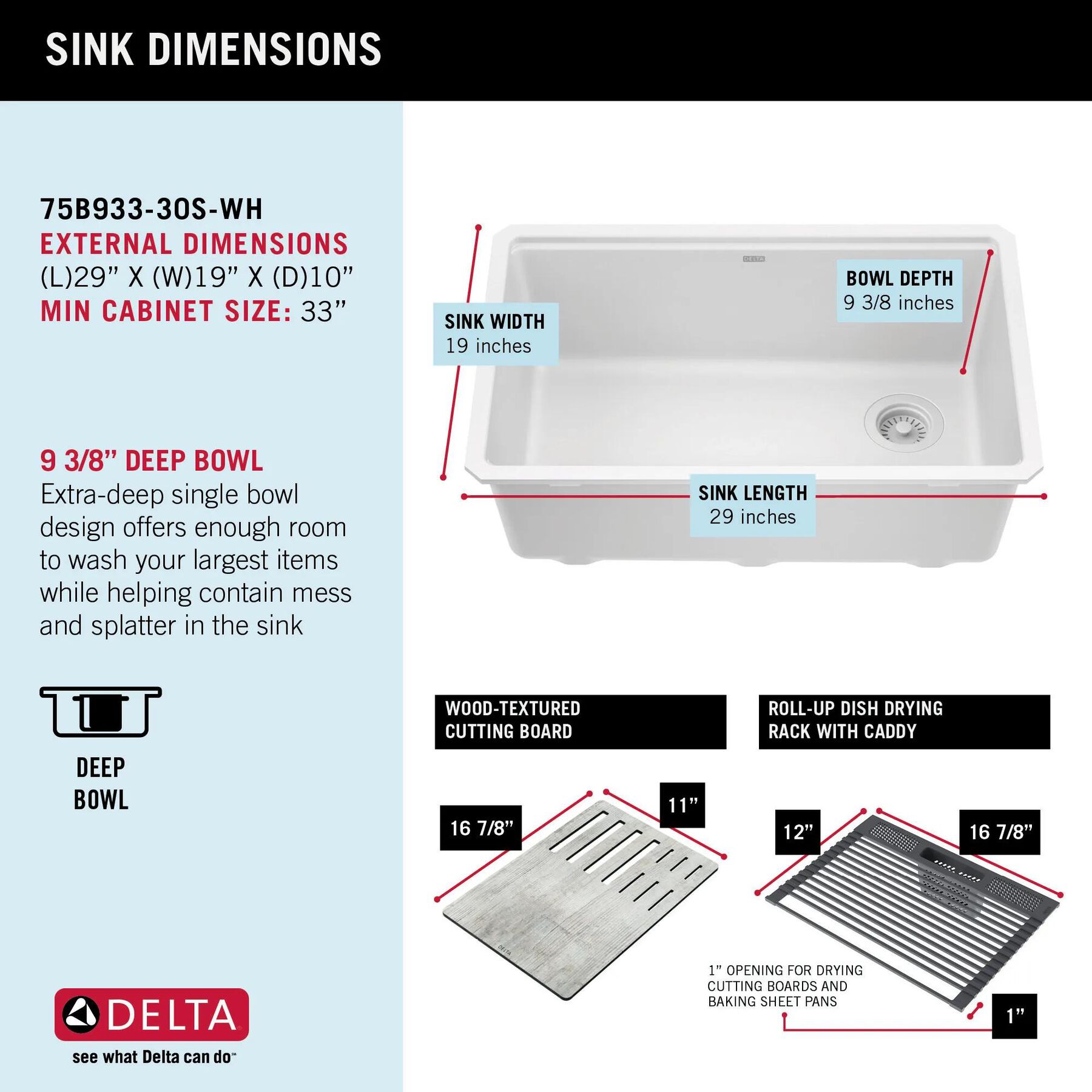 30&rdquo; Granite Composite Workstation Kitchen Sink Undermount Single Bowl with WorkFlow&trade; Ledge and Accessories in White