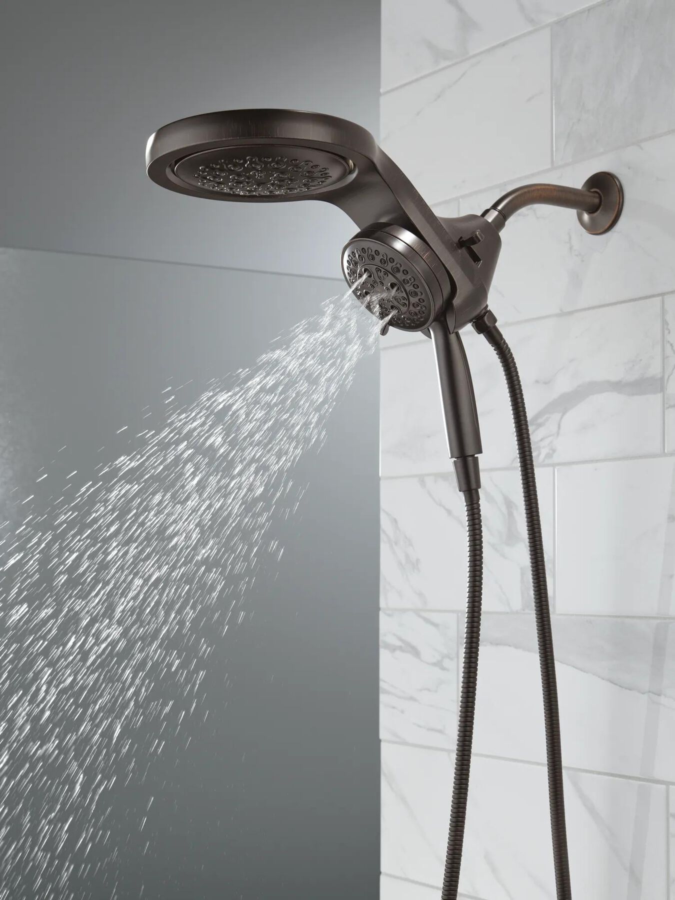 HydroRain&reg; H<sub>2</sub>Okinetic&reg; 5-Setting Two-in-One Shower Head
