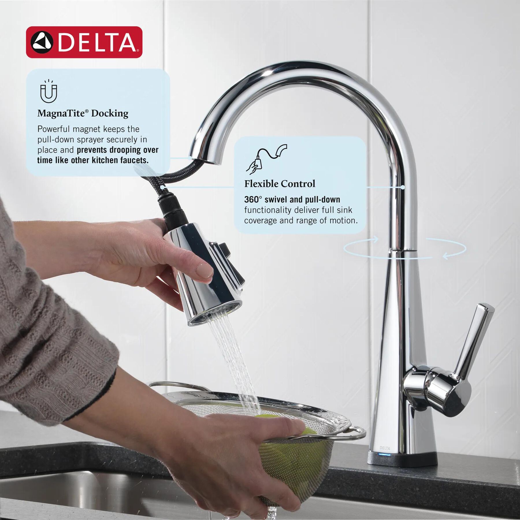 Single Handle Pull-Down Kitchen Faucet with Touch<sub>2</sub>O&reg; Technology