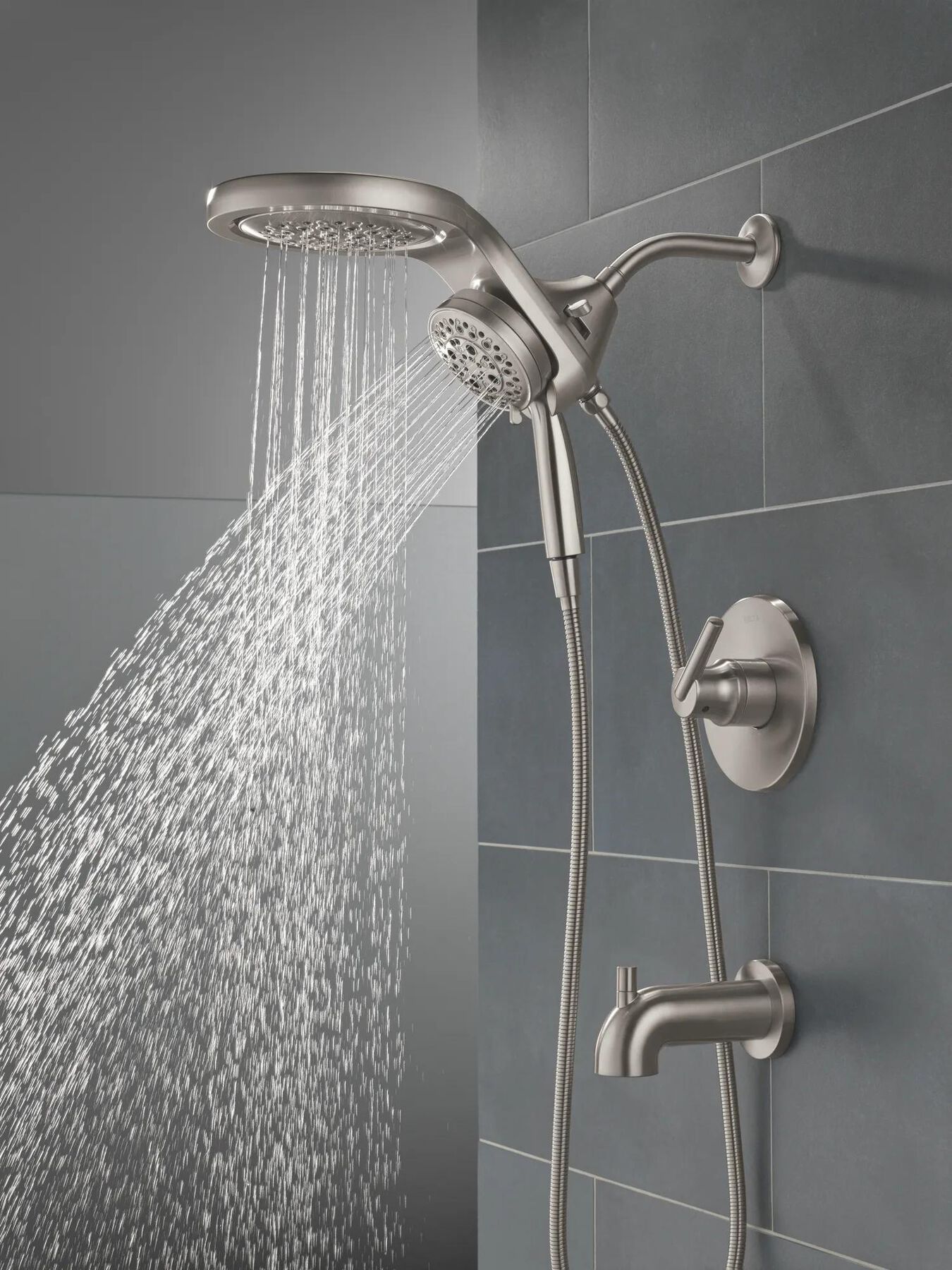 HydroRain&reg; H<sub>2</sub>Okinetic&reg; 5-Setting Two-in-One Shower Head