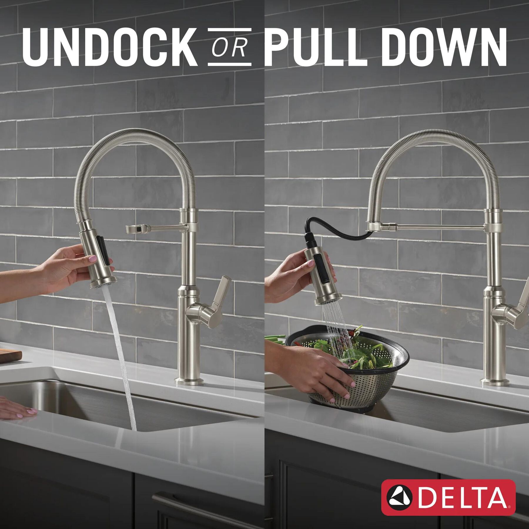 Single Handle Pull-Down Kitchen Faucet With Spring Spout