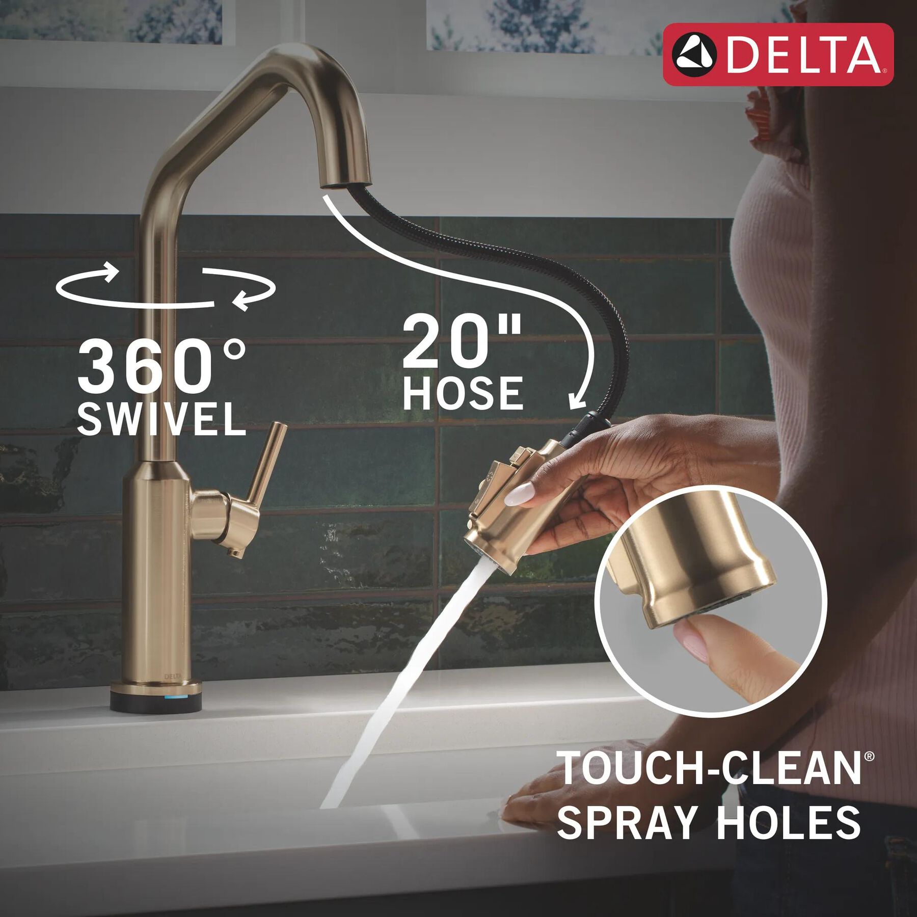 Touch2O&reg; Technology Kitchen Faucet with Touchless Technology