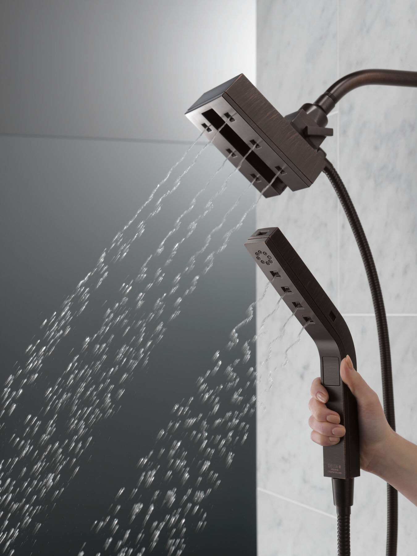 H<sub>2</sub>Okinetic&reg; In2ition&reg; 4-Setting Two-in-One Shower