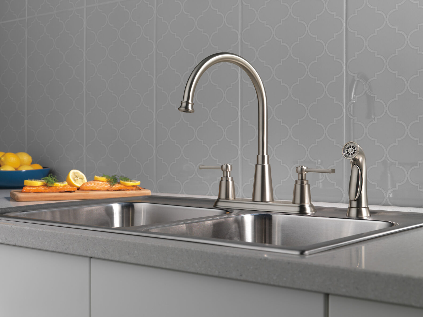 Two Handle Kitchen Faucet with Spray