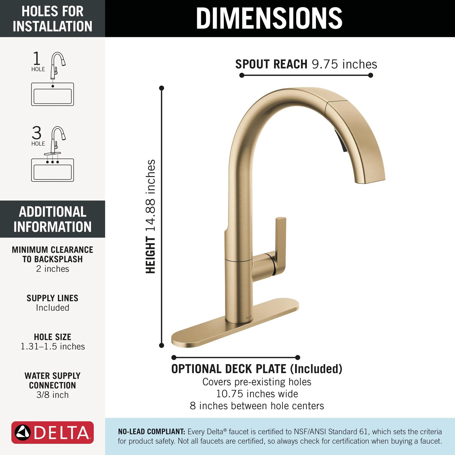 Single Handle Pull-Down Kitchen Faucet (Recertified)