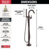 Single Handle Floor Mount Tub Filler Trim with Hand Shower