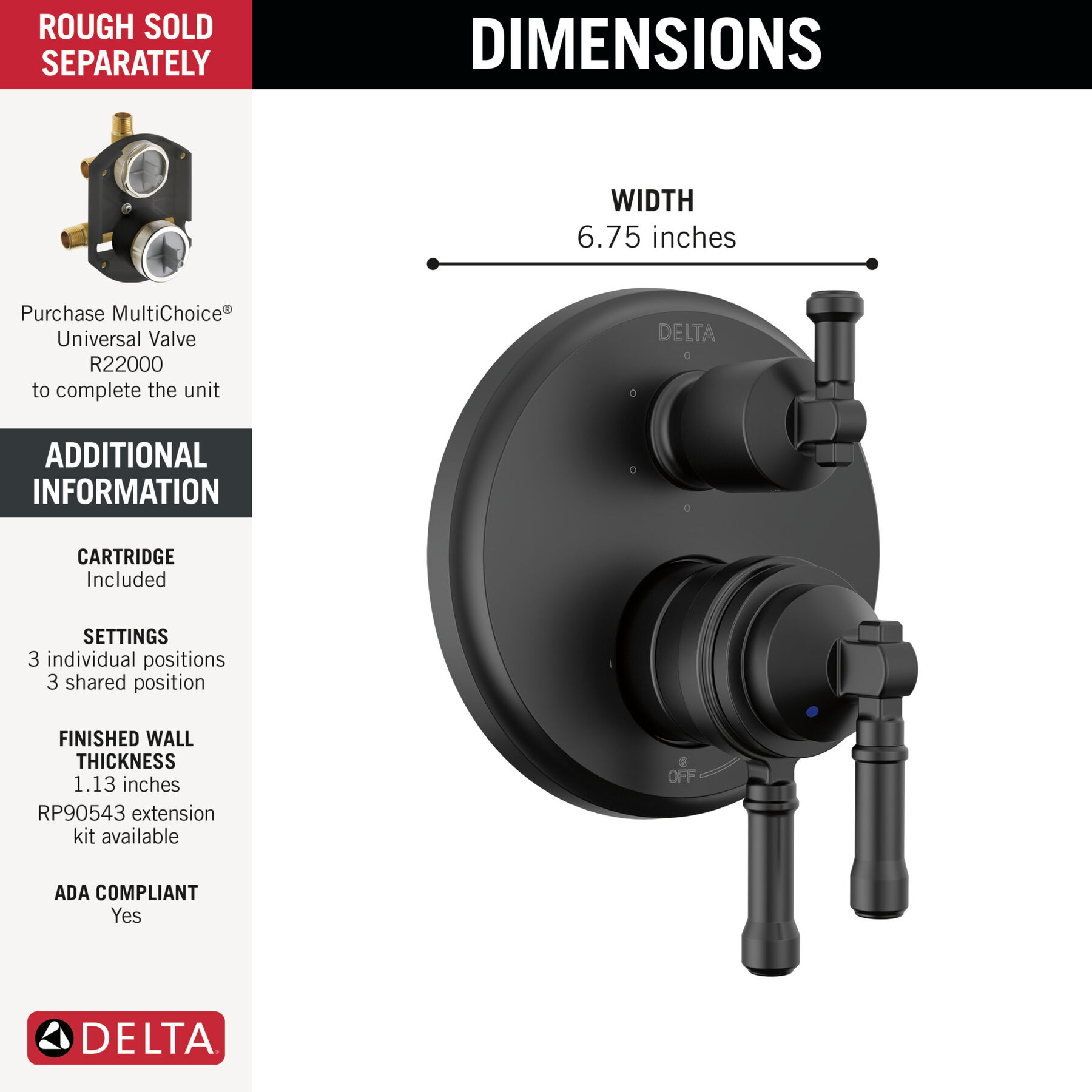 17 Series Integrated Diverter Trim 6-Setting