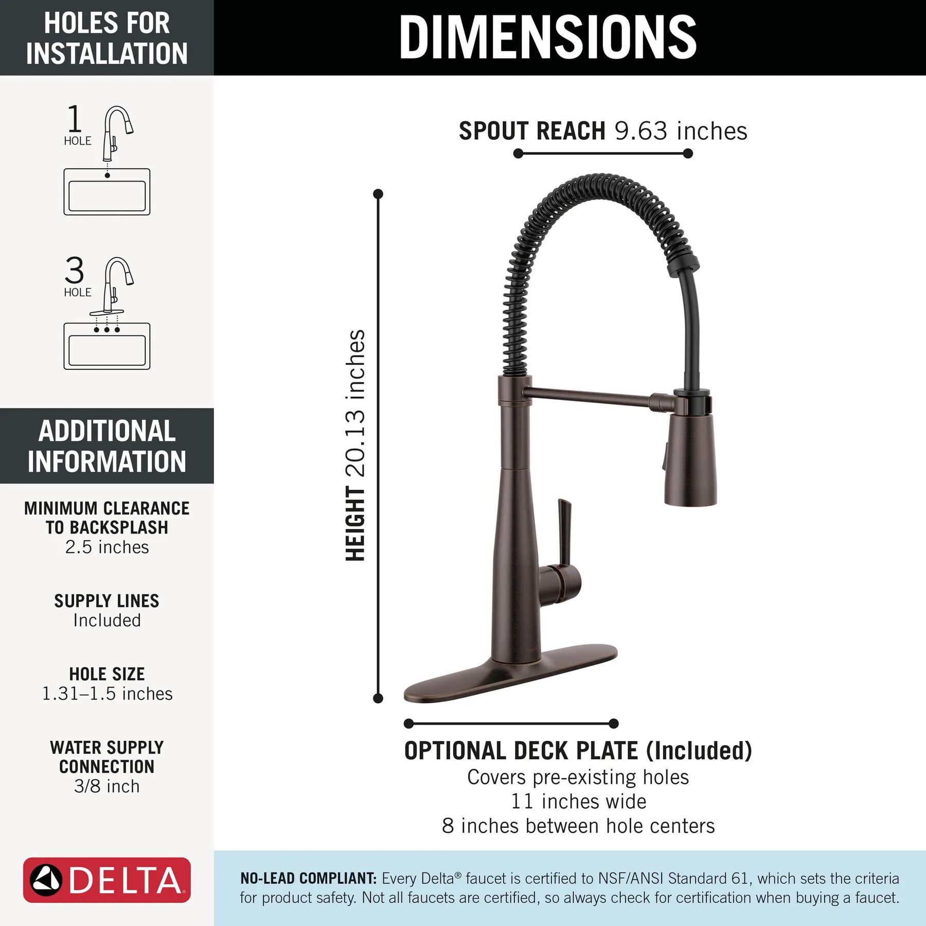 Single-Handle Pull-Down Spring Kitchen Faucet (Recertified)