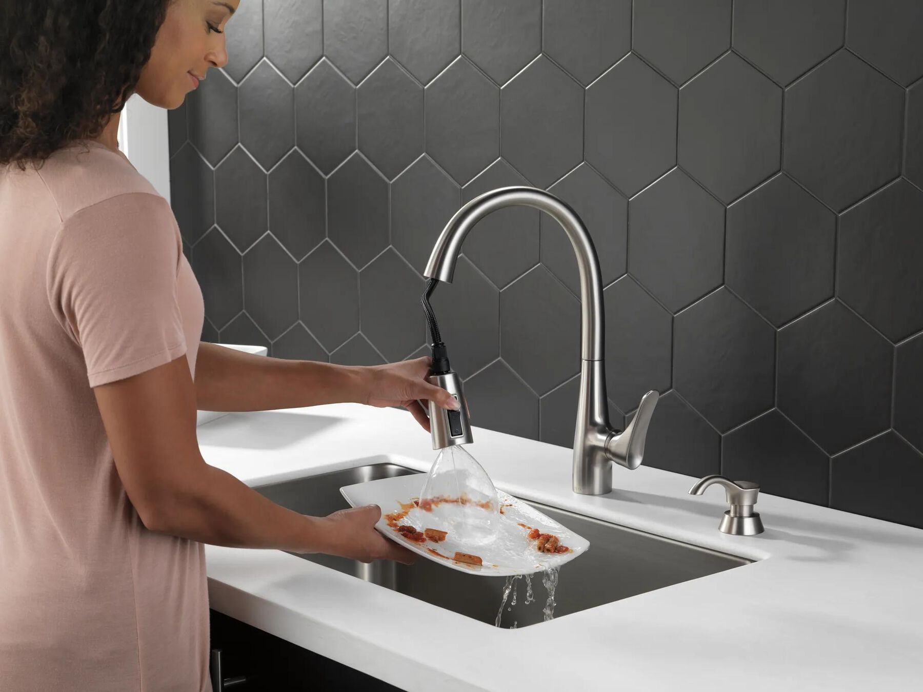 Single Handle Pull-Down Kitchen Faucet with ShieldSpray (Recertified)