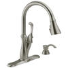 Single Handle Pull-Down Kitchen Faucet with Soap Dispenser and ShieldSpray