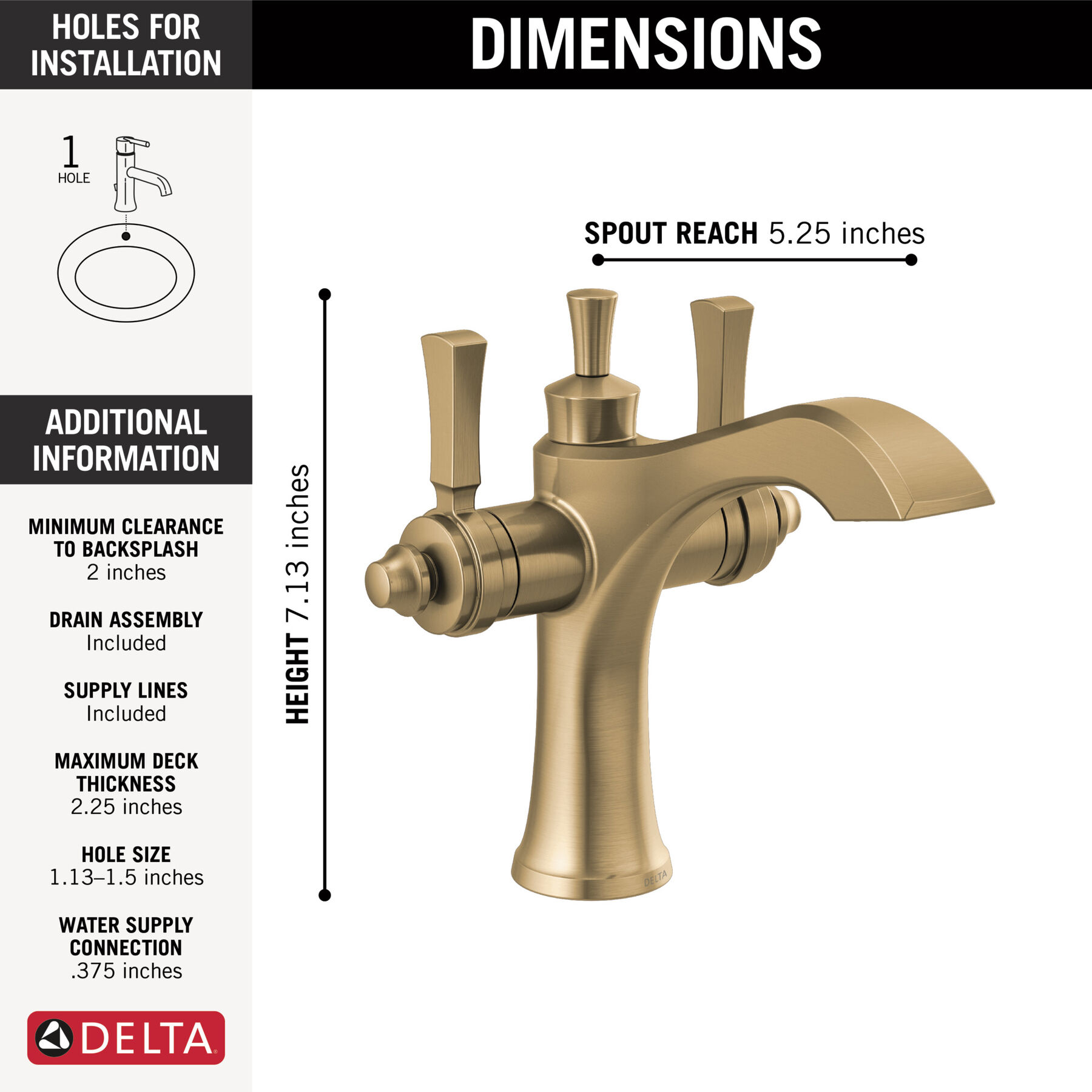 Two Handle Single Hole Monoblock Bathroom Faucet