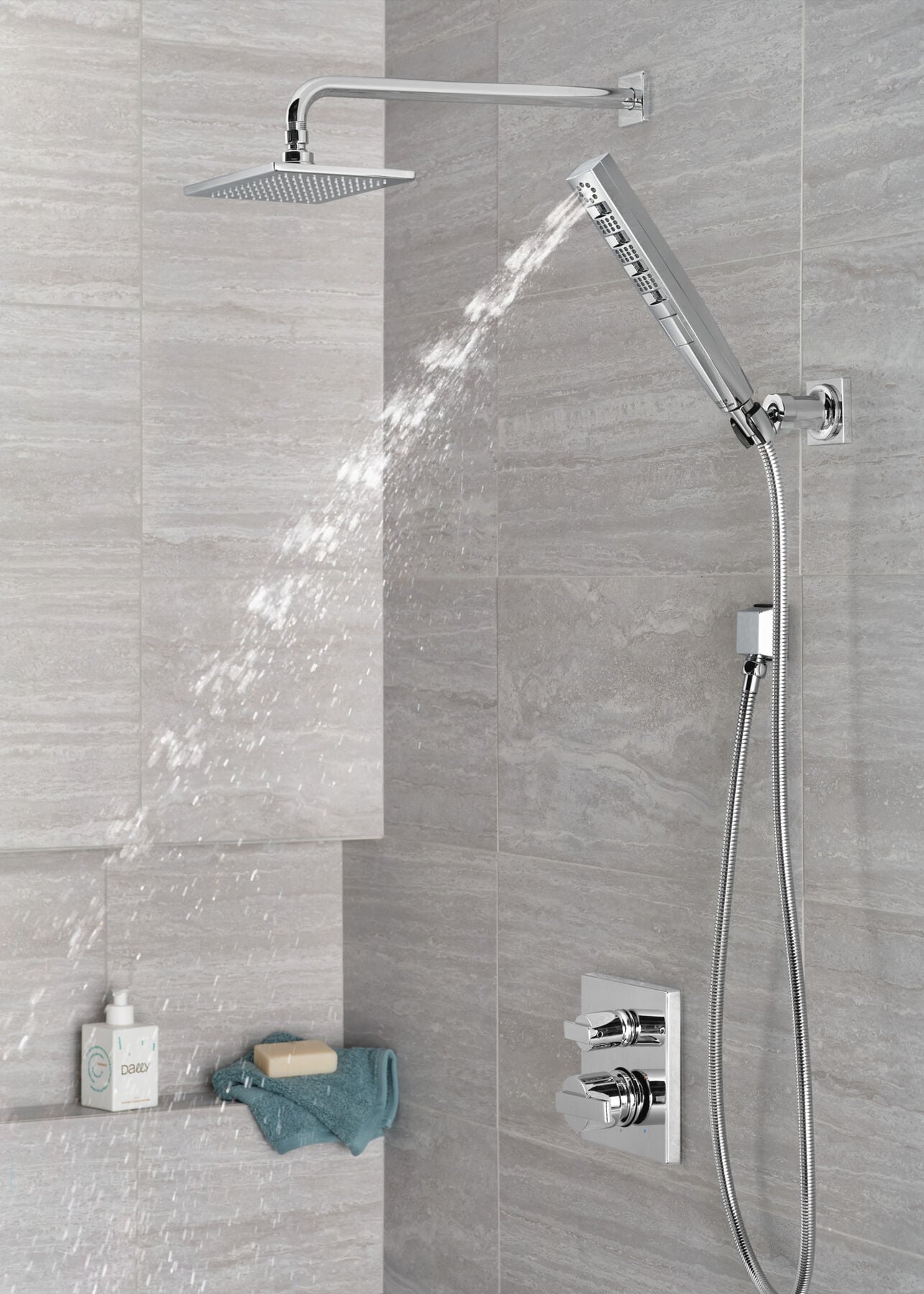 H<sub>2</sub>Okinetic&reg; 4-Setting Wall Mount Hand Shower