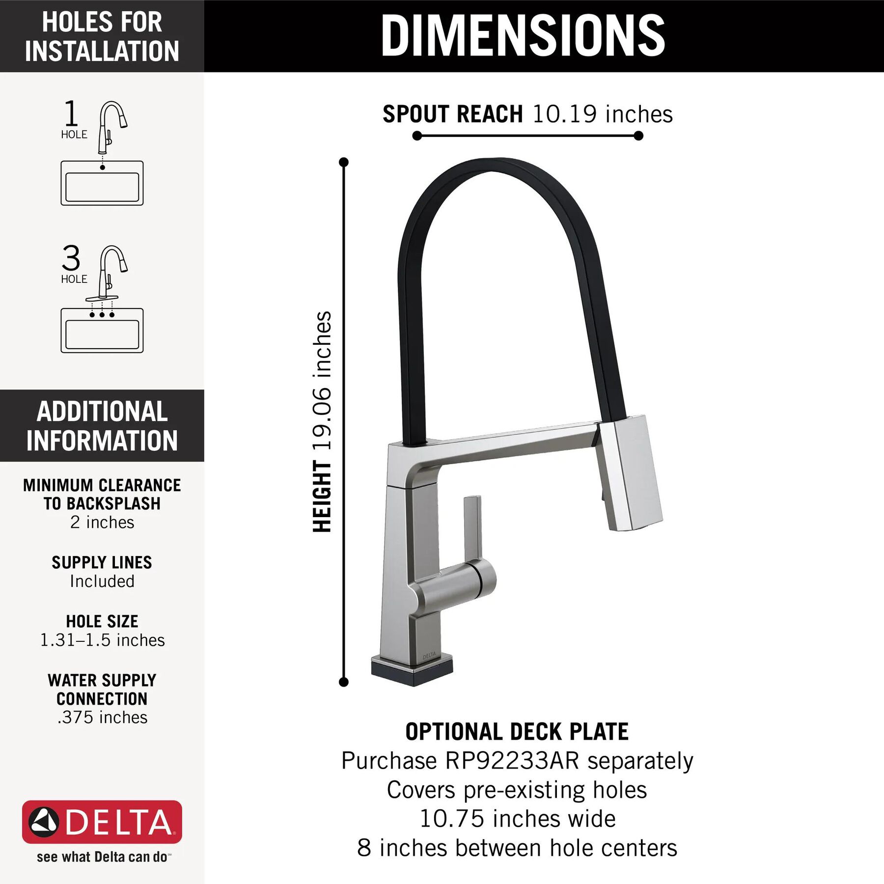 Single Handle Exposed Hose Kitchen Faucet with Touch2O Technology
