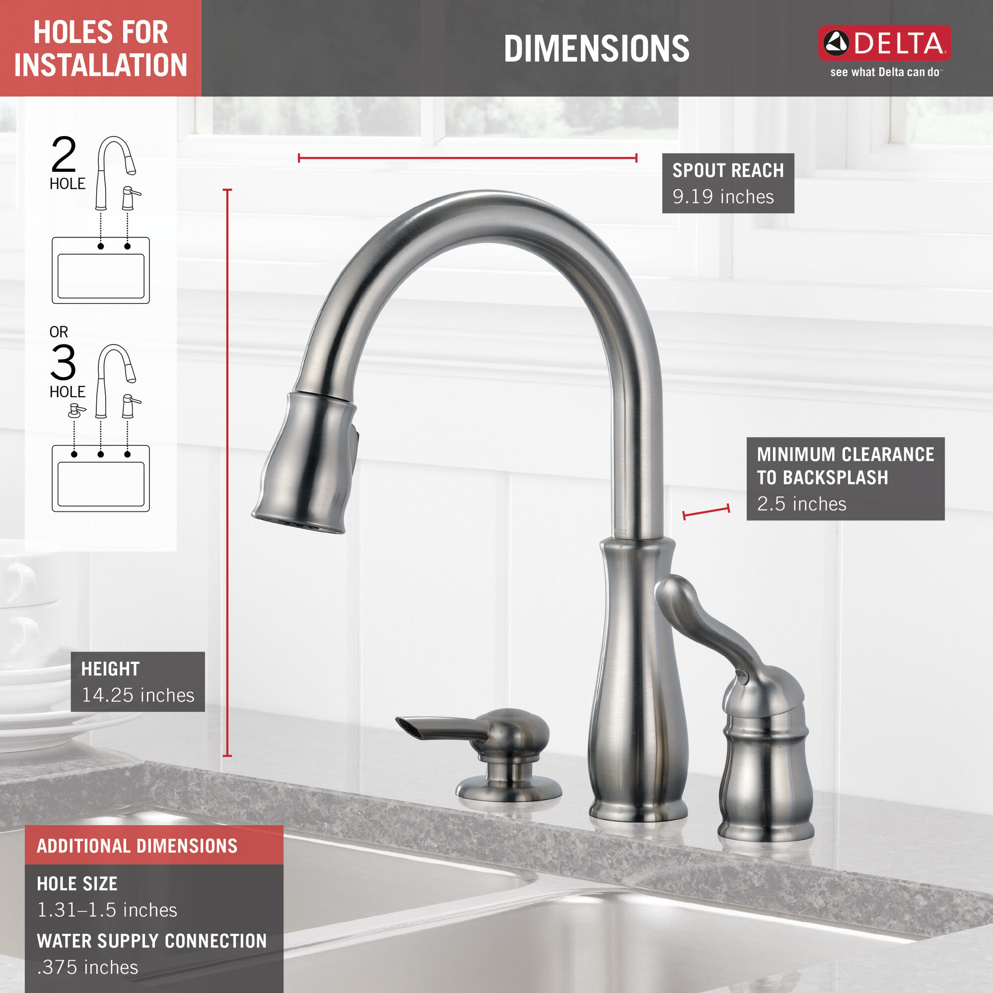 Single Handle Pull-Down Kitchen Faucet with Soap Dispenser in