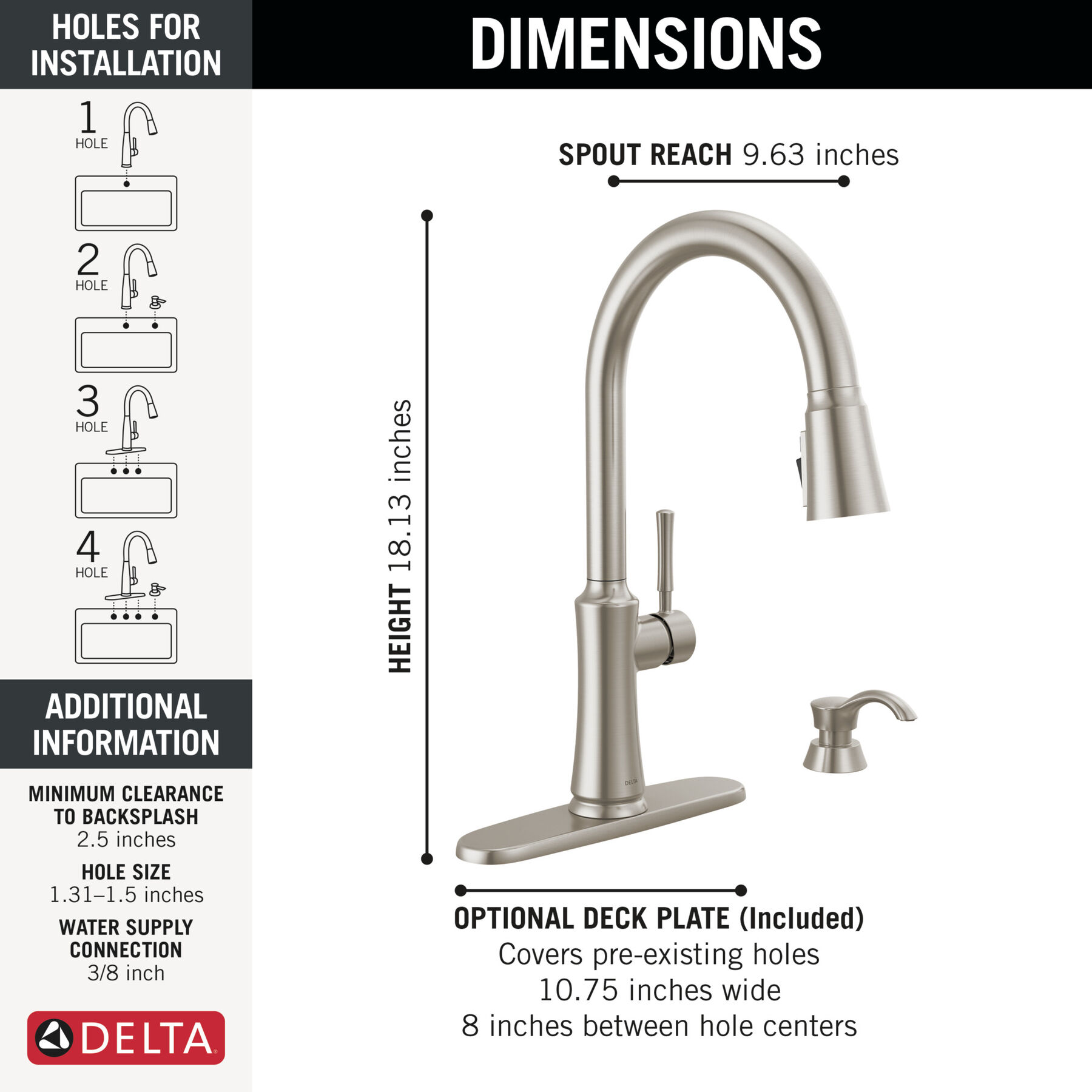 Single Handle Pull-Down Kitchen Faucet with Soap Dispenser and ShieldSpray Technology