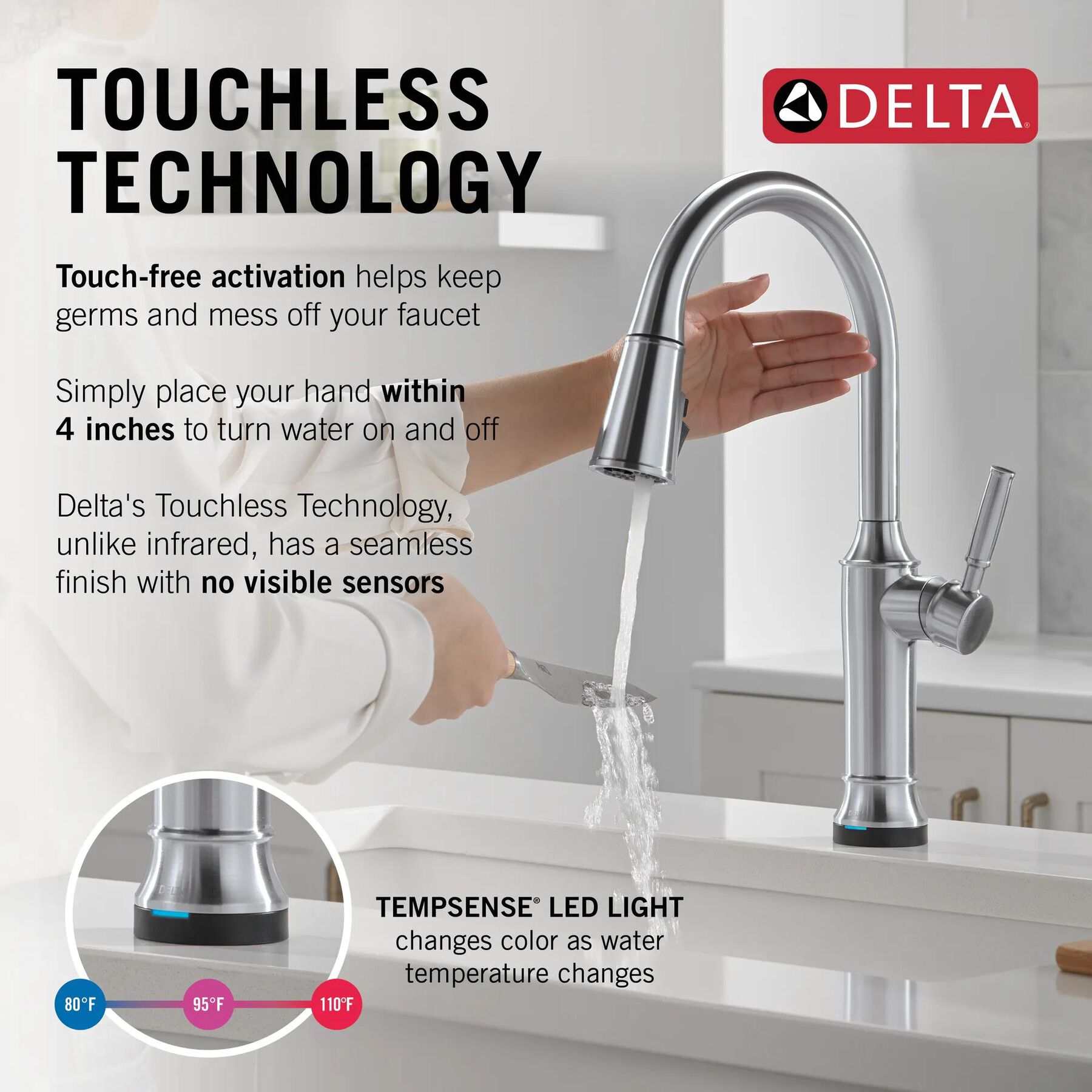Touch<sub>2</sub>O&reg; Technology Kitchen Faucet with Touchless Technology