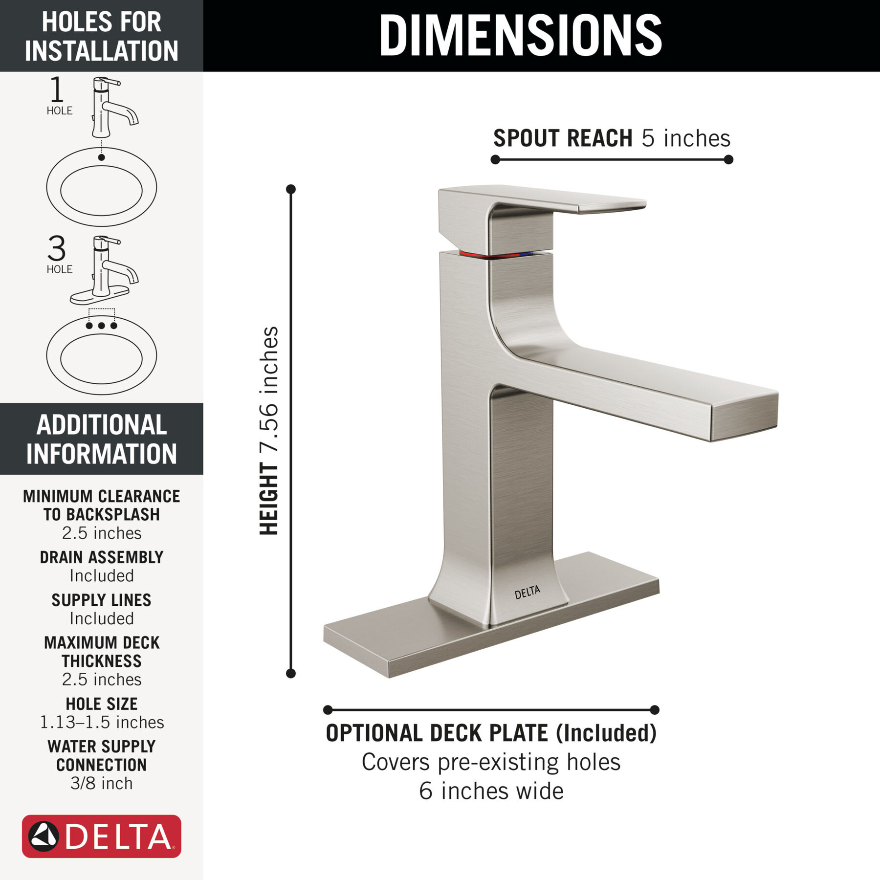 Single Handle Bathroom Faucet (Recertified)