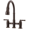 Two Handle Pull-Down Bridge Kitchen Faucet