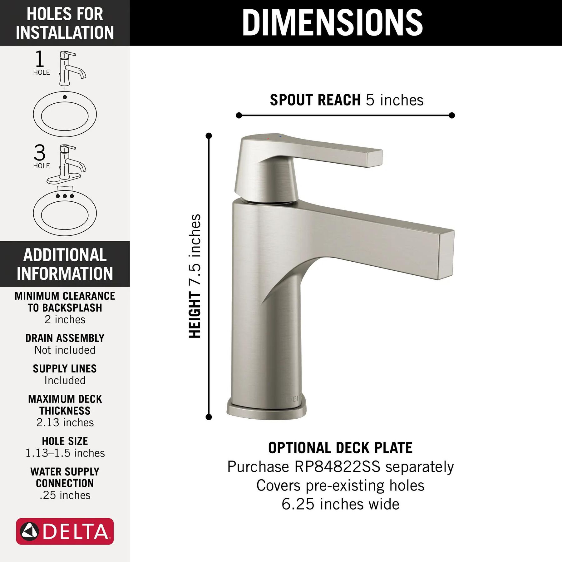Single-Hole Bathroom Faucet w/o Drain (Recertified)