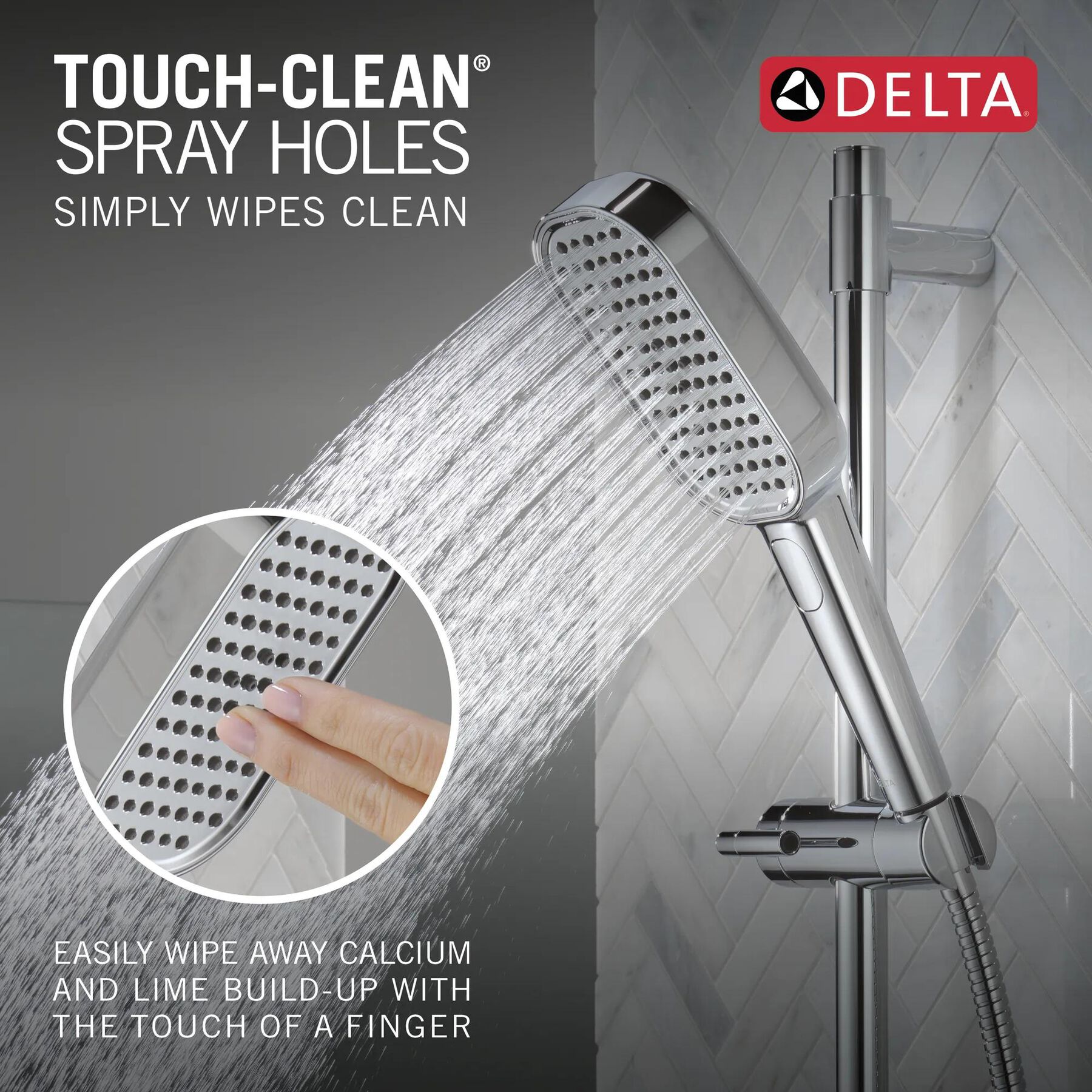 4-Setting Hand Shower with Slide Bar featuring FeatherRain&trade; Spray