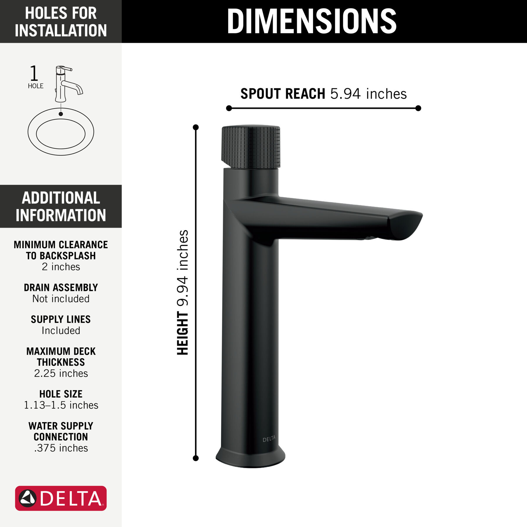 Single Handle Mid-Height Bathroom Faucet (Recertified)