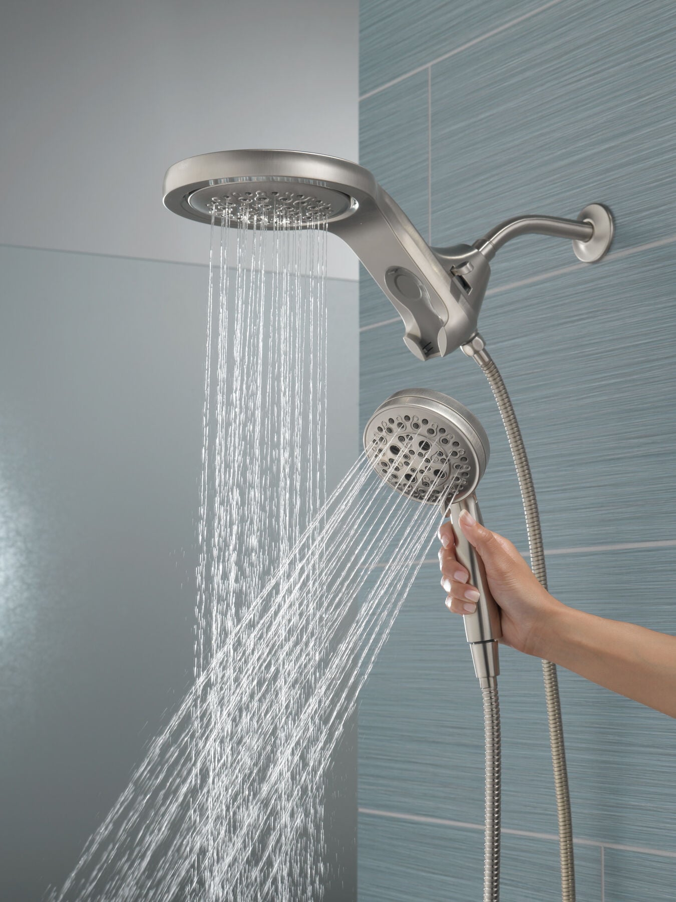 HydroRain&reg; H<sub>2</sub>Okinetic&reg; 5-Setting Two-in-One Shower Head