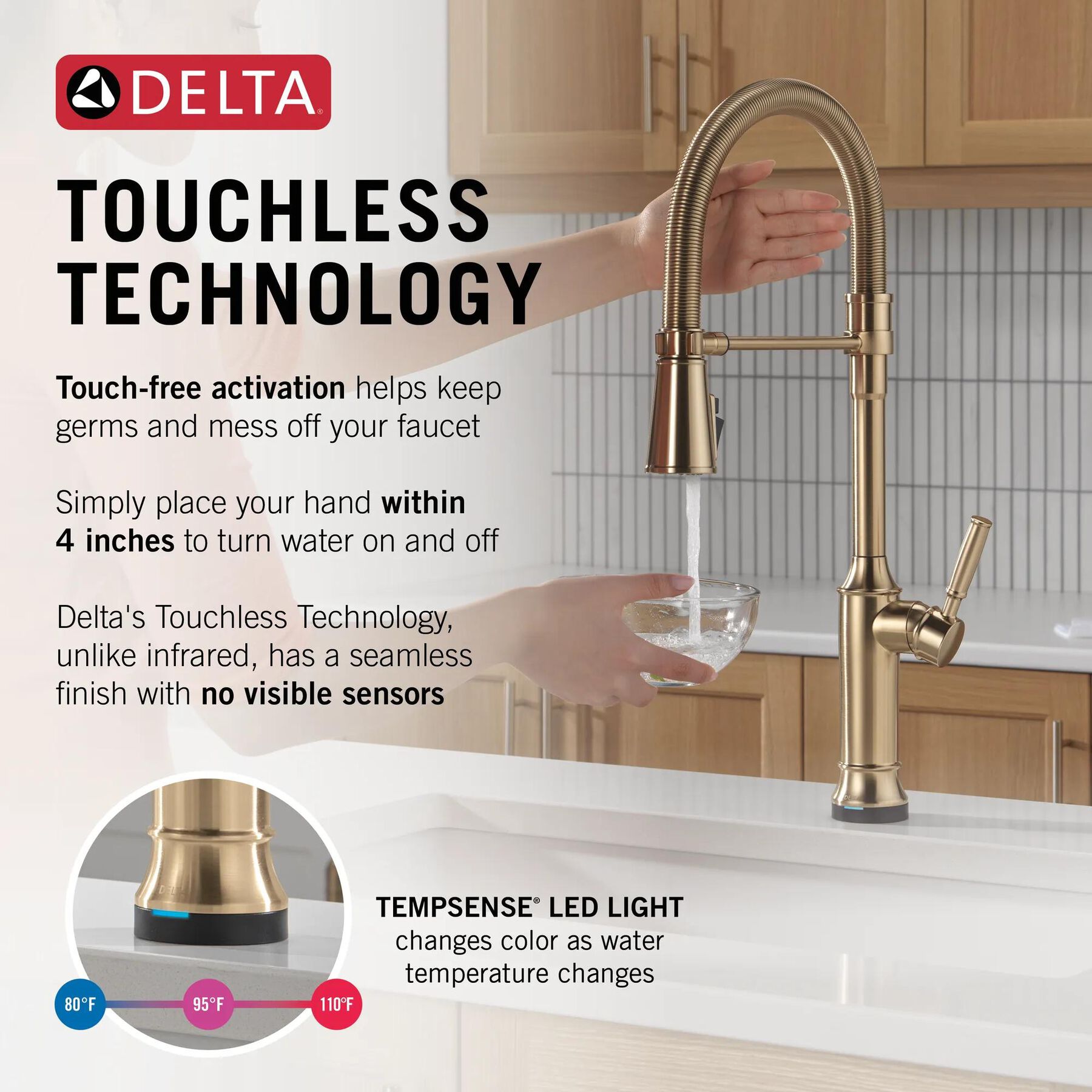 Touch2O&reg; Technology Kitchen Faucet with Touchless Technology