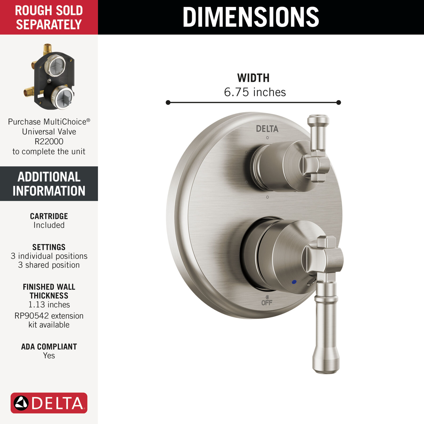 14 Series Integrated Diverter Trim 6-Setting