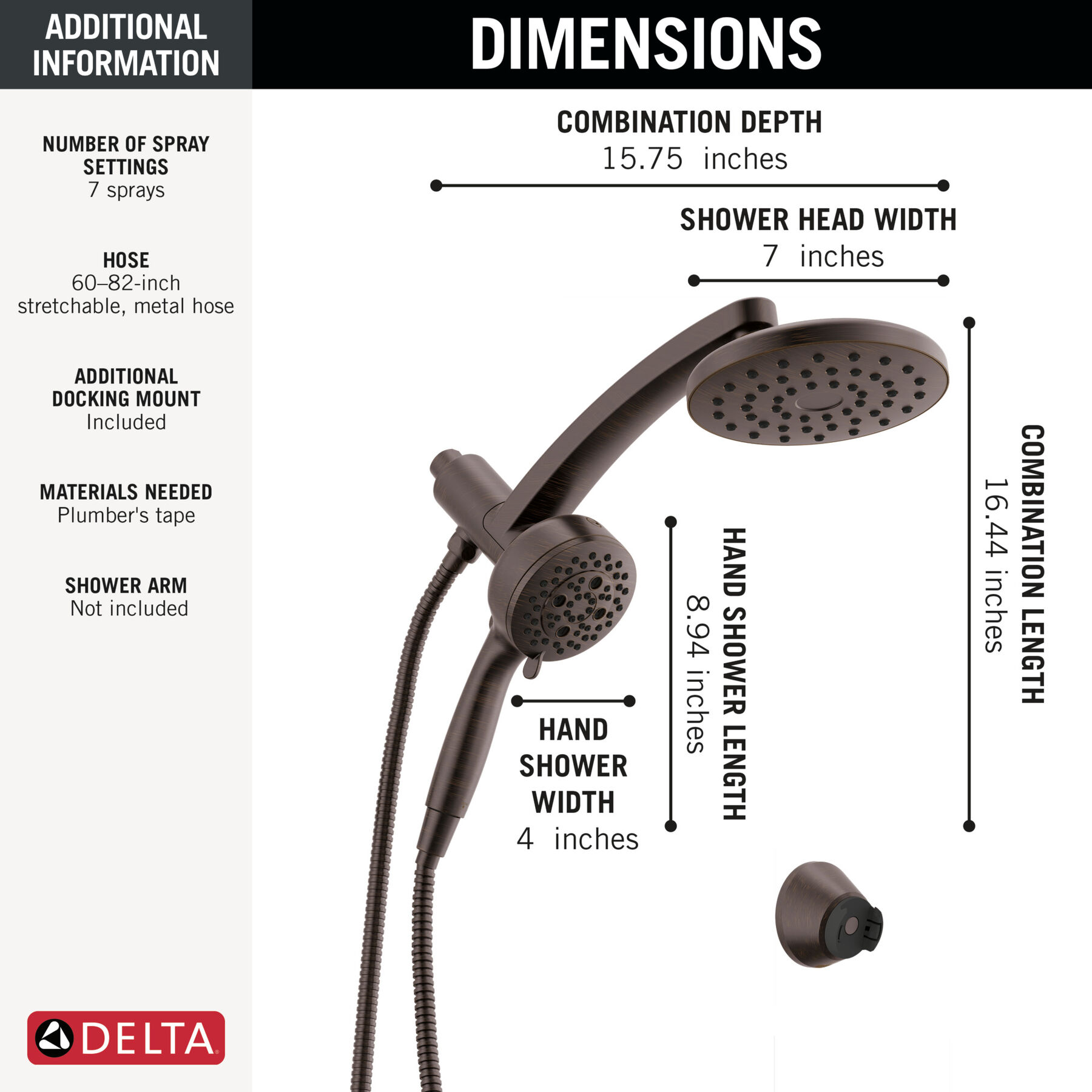 PivotPro&trade; 3-in-1 Combination Shower