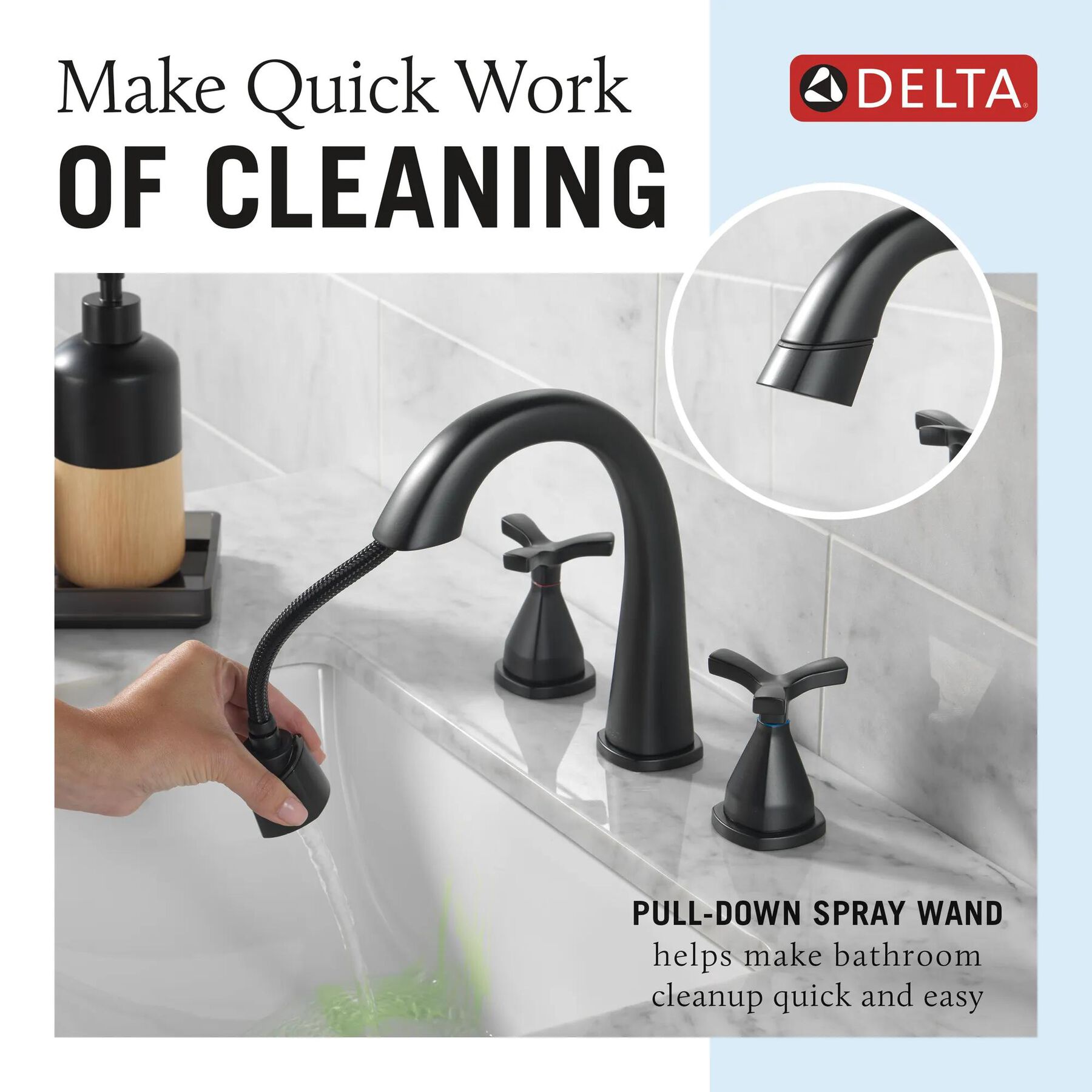 Two Handle Widespread Pull Down Bathroom Faucet