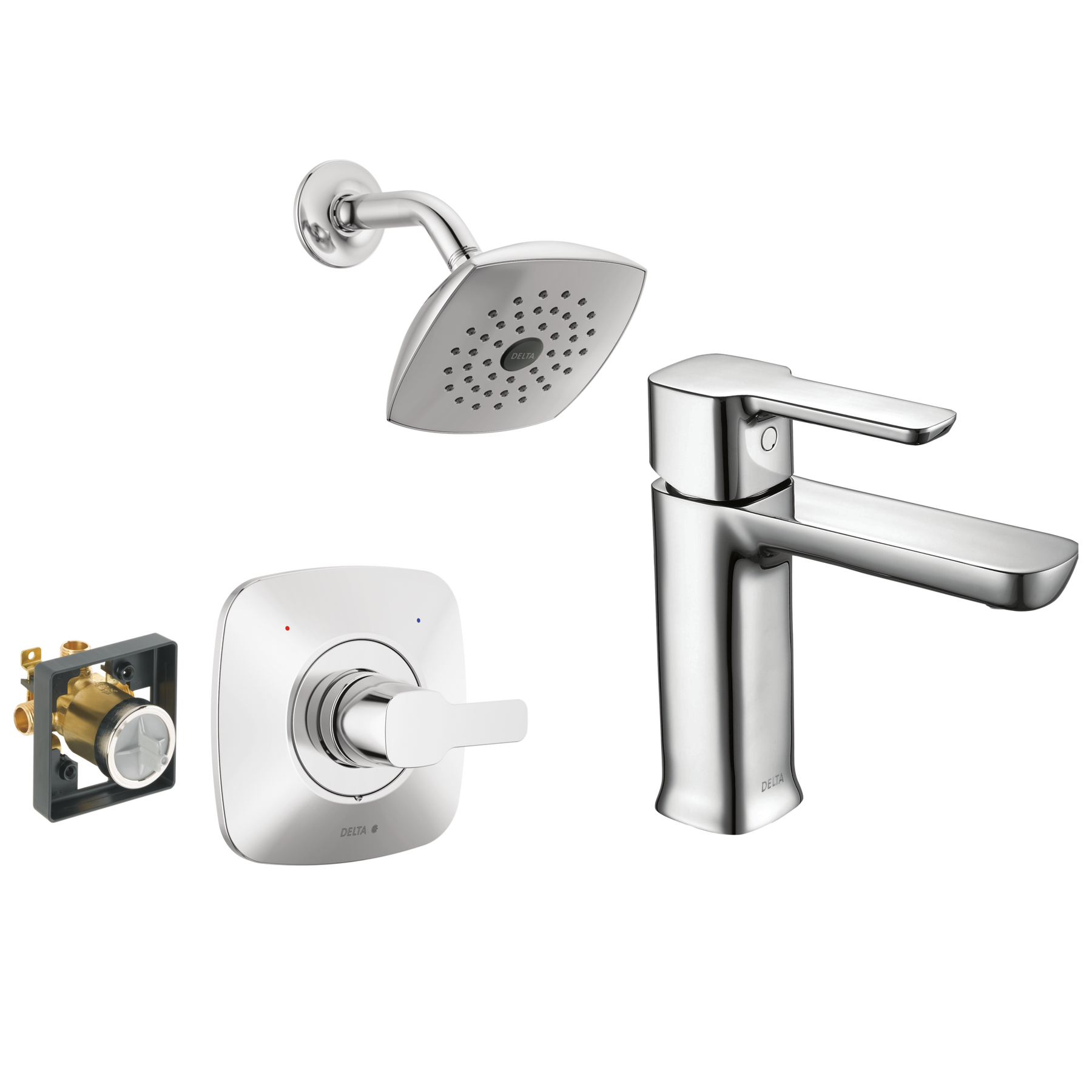Single-Hole Lavatory Faucet with Shower Trim and Rough Bundle - 14 Series