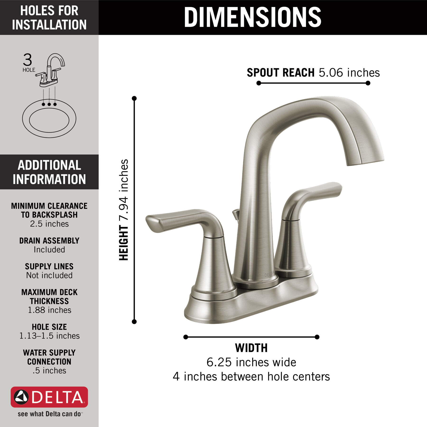 Two Handle Centerset Bathroom Faucet (Recertified)