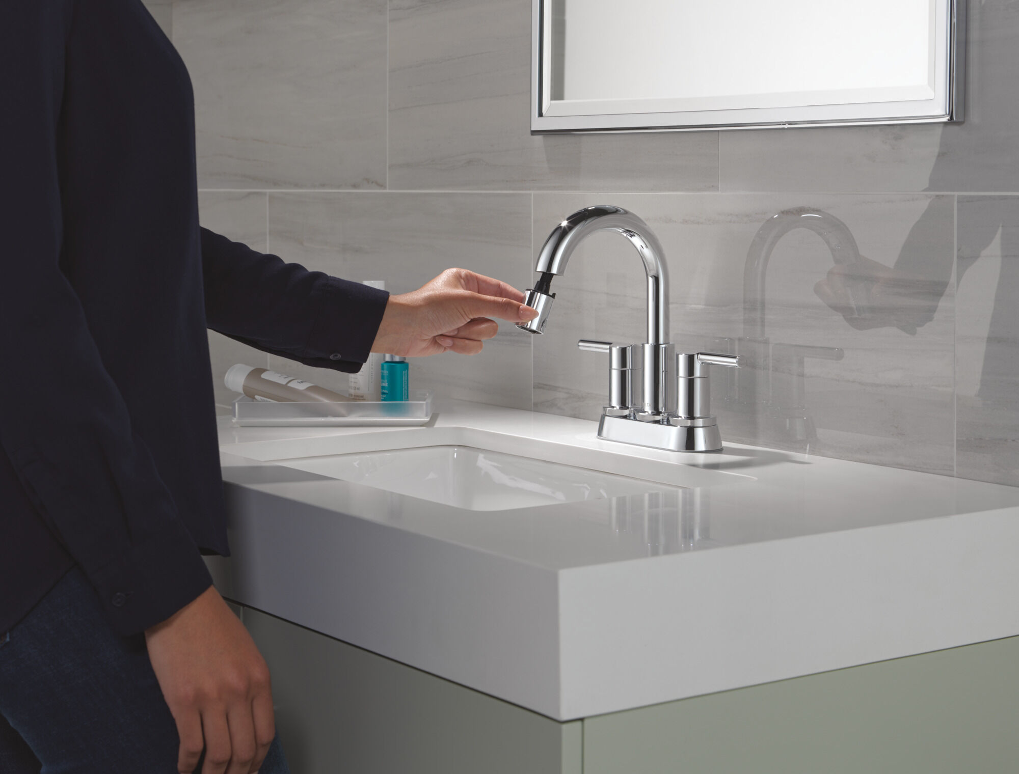 Two Handle Centerset Pull-Down Bathroom Faucet in Chrome 25749LF