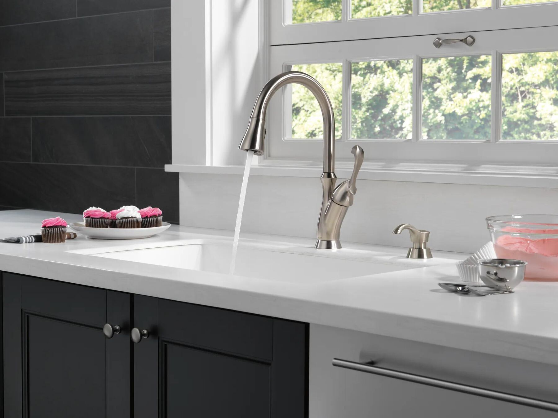 Single Handle Pull-Down Kitchen Faucet with Soap Dispenser