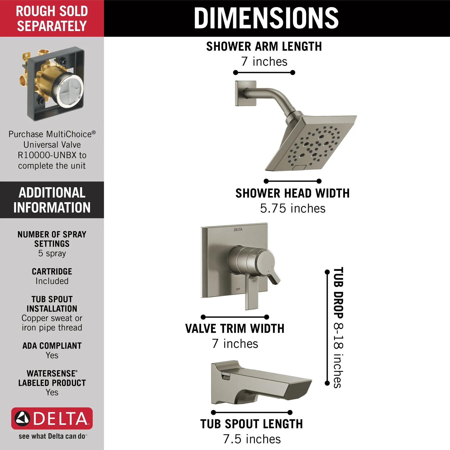 Monitor&reg; 17 Series H<sub>2</sub>Okinetic&reg; Tub and Shower Trim